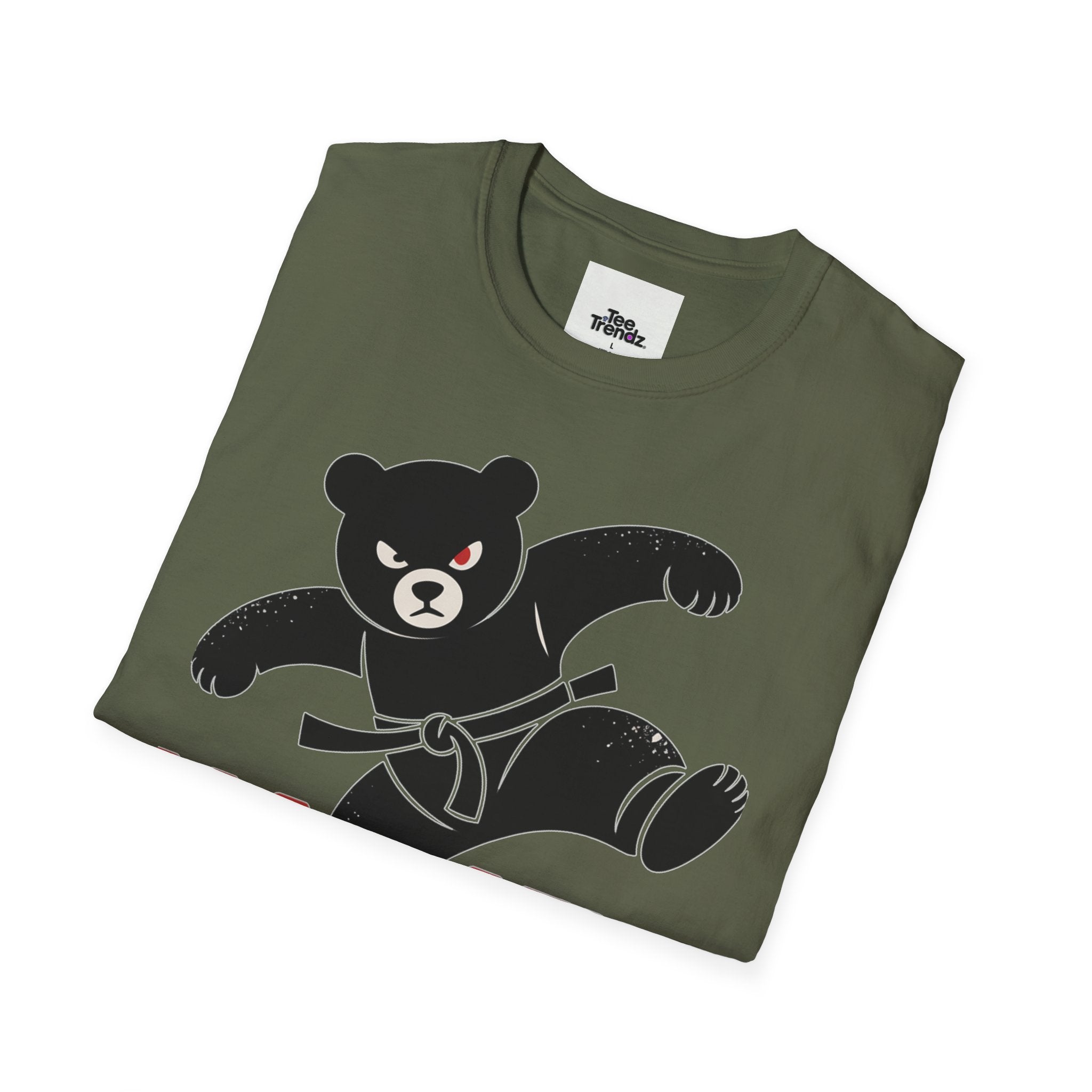 Karate Bear T‑Shirt — Martial Arts Bear with ‘KARATE’ and Japanese Text