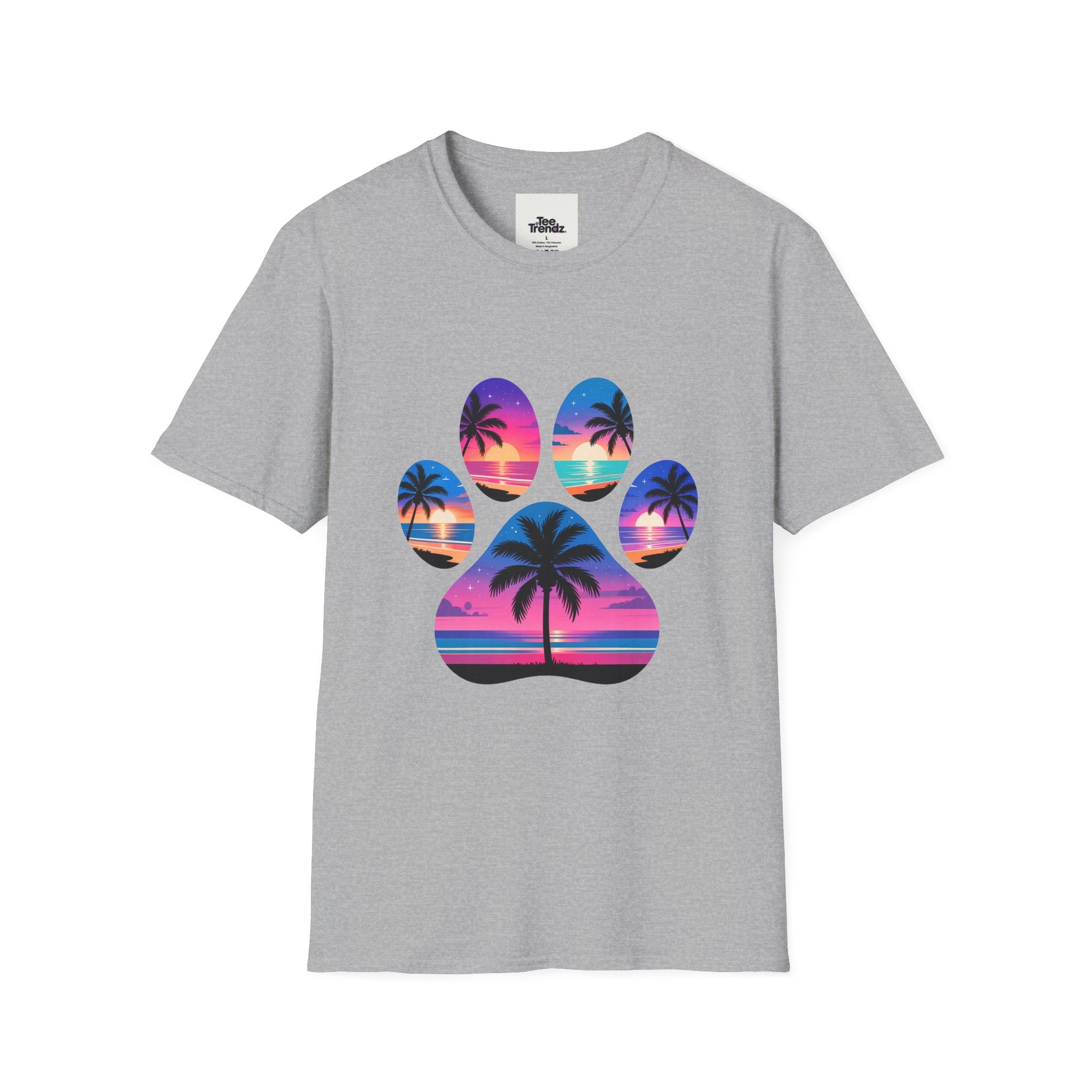 T-Shirt — Tropical Paw Sunset Graphic Tee