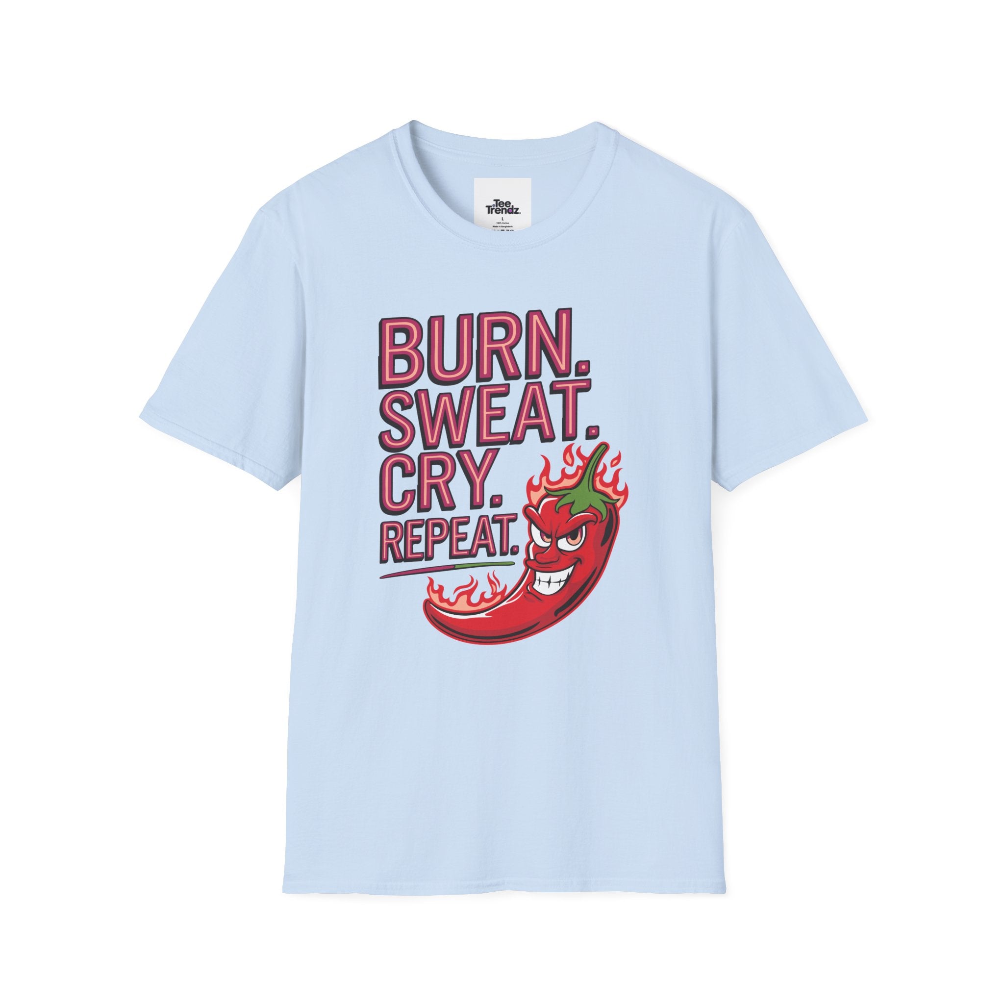 Burn. Sweat. Cry. Repeat. T-Shirt — Spicy Fitness Motivation Tee