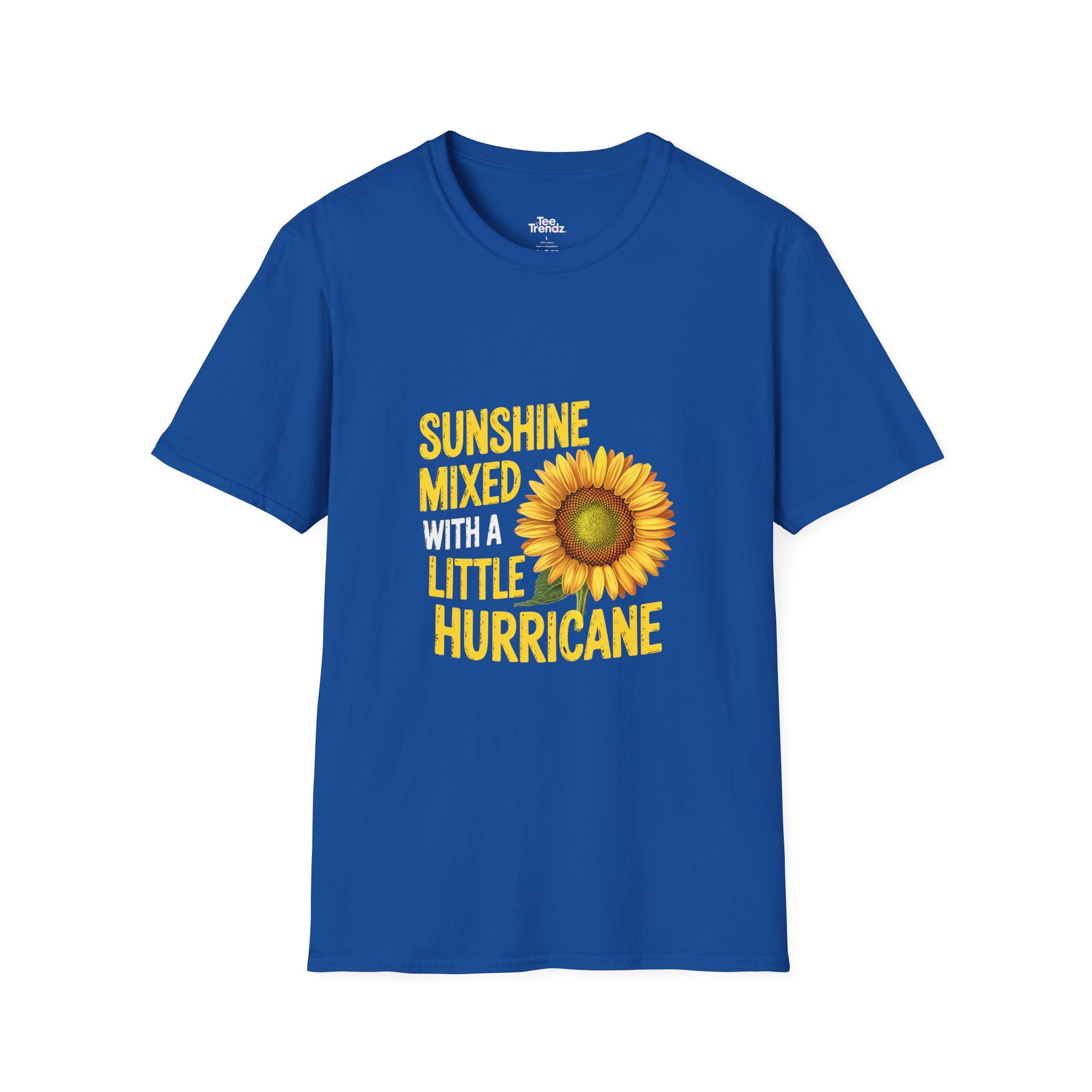 Sunshine Mixed With A Little Hurricane T-Shirt – Sunflower Graphic Tee for Bold, Fun-Loving Women
