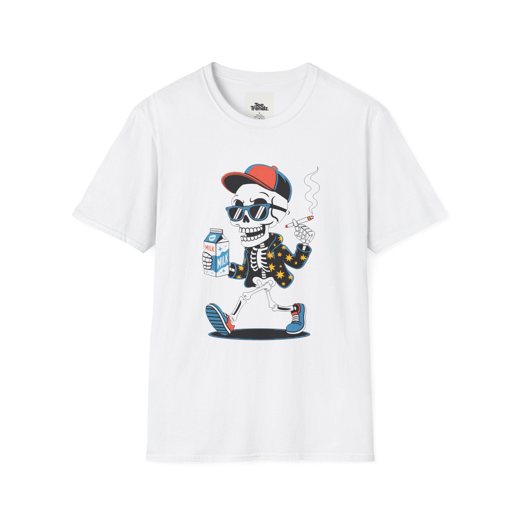 Skateboarding Skeleton Graphic T-Shirt – Cool Retro Streetwear Tee