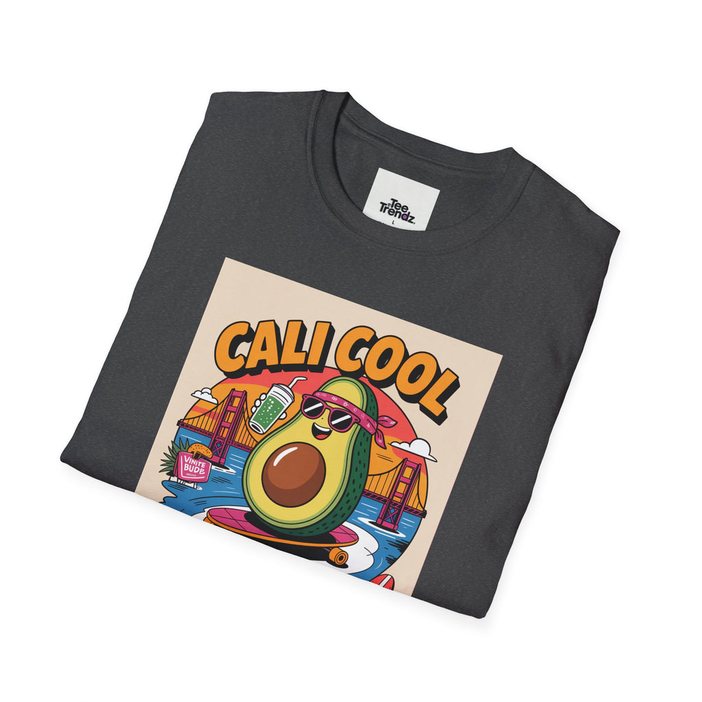 Cali Cool Avocado Tee — Retro Surfing California Graphic T-Shirt