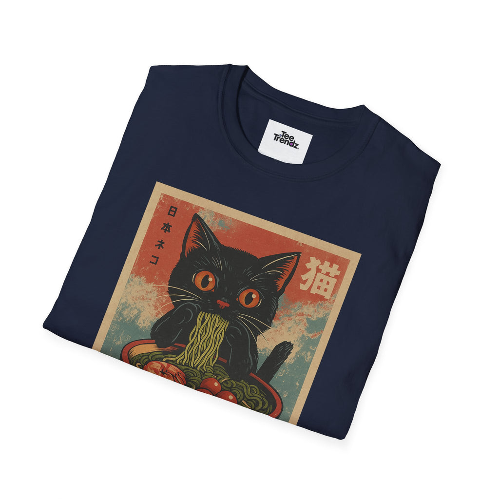 Cat Ramen T-Shirt — Vintage Japanese Neko Bowl Graphic Tee