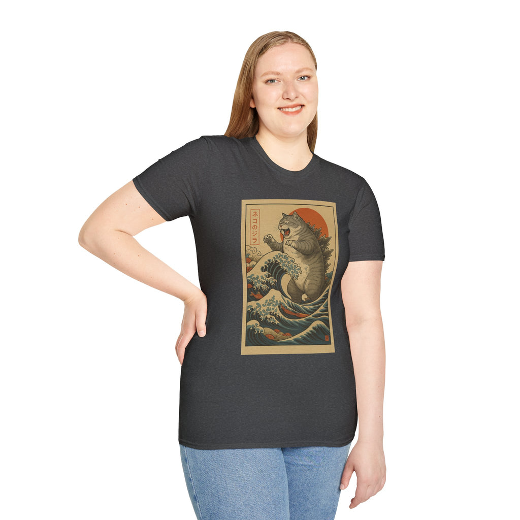 Katana Wave Cat T-Shirt — Vintage Japanese Wave Art Tee