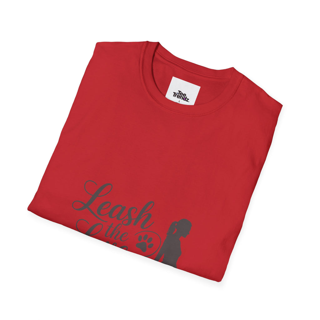 Leash the Love T-Shirt - Dog Walking Silhouette Tee for Pet Lovers