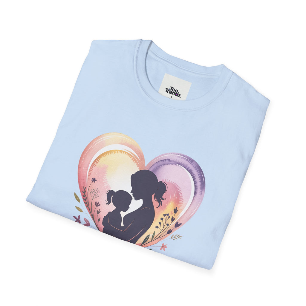 Mother's Love T-Shirt — Silhouette Heart Mom & Child Graphic (Mother's Day Gift)