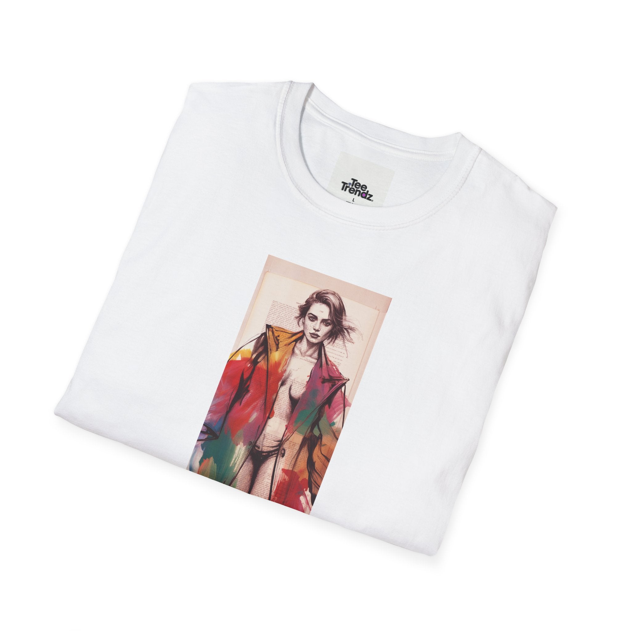 Fashion Illustration Tee — Colorful Watercolor Model Graphic T-Shirt