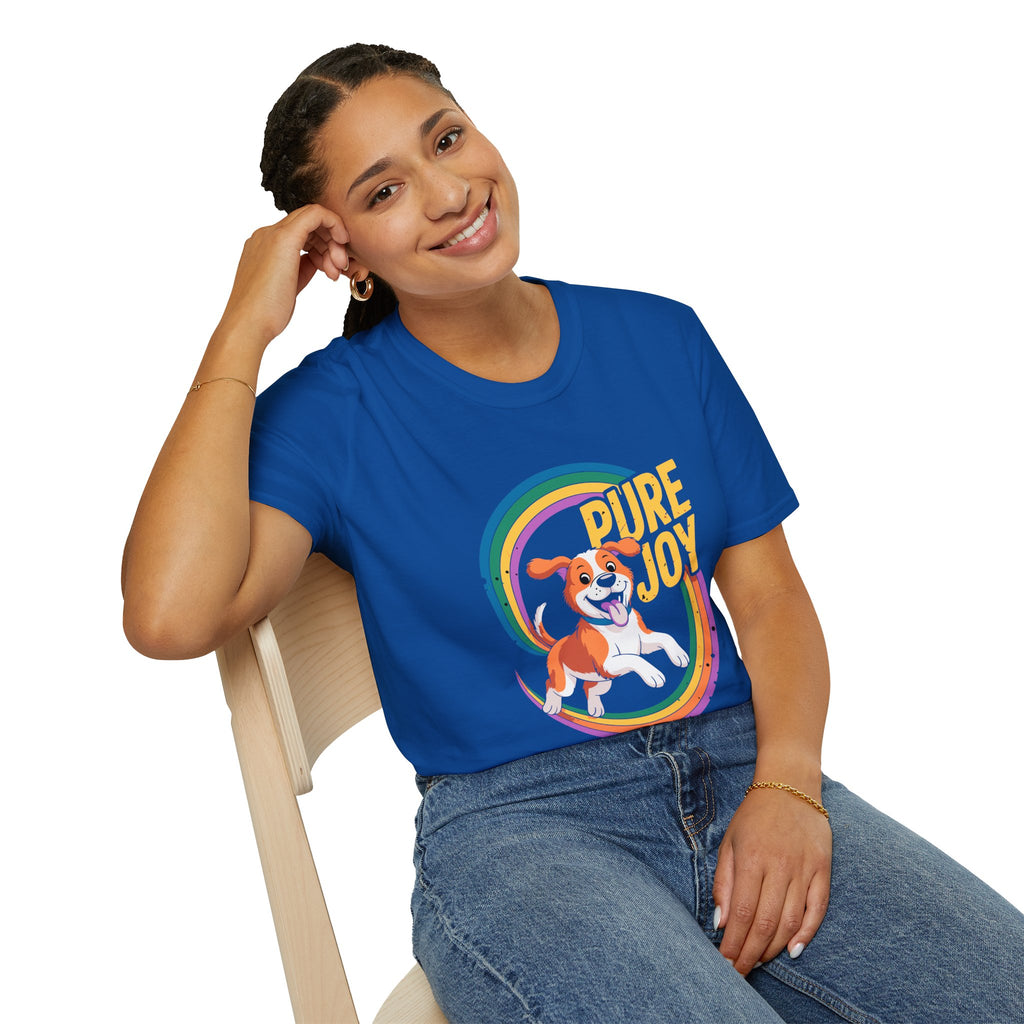 Pure Joy Dog T-Shirt – Playful Beagle Graphic Tee with Rainbow