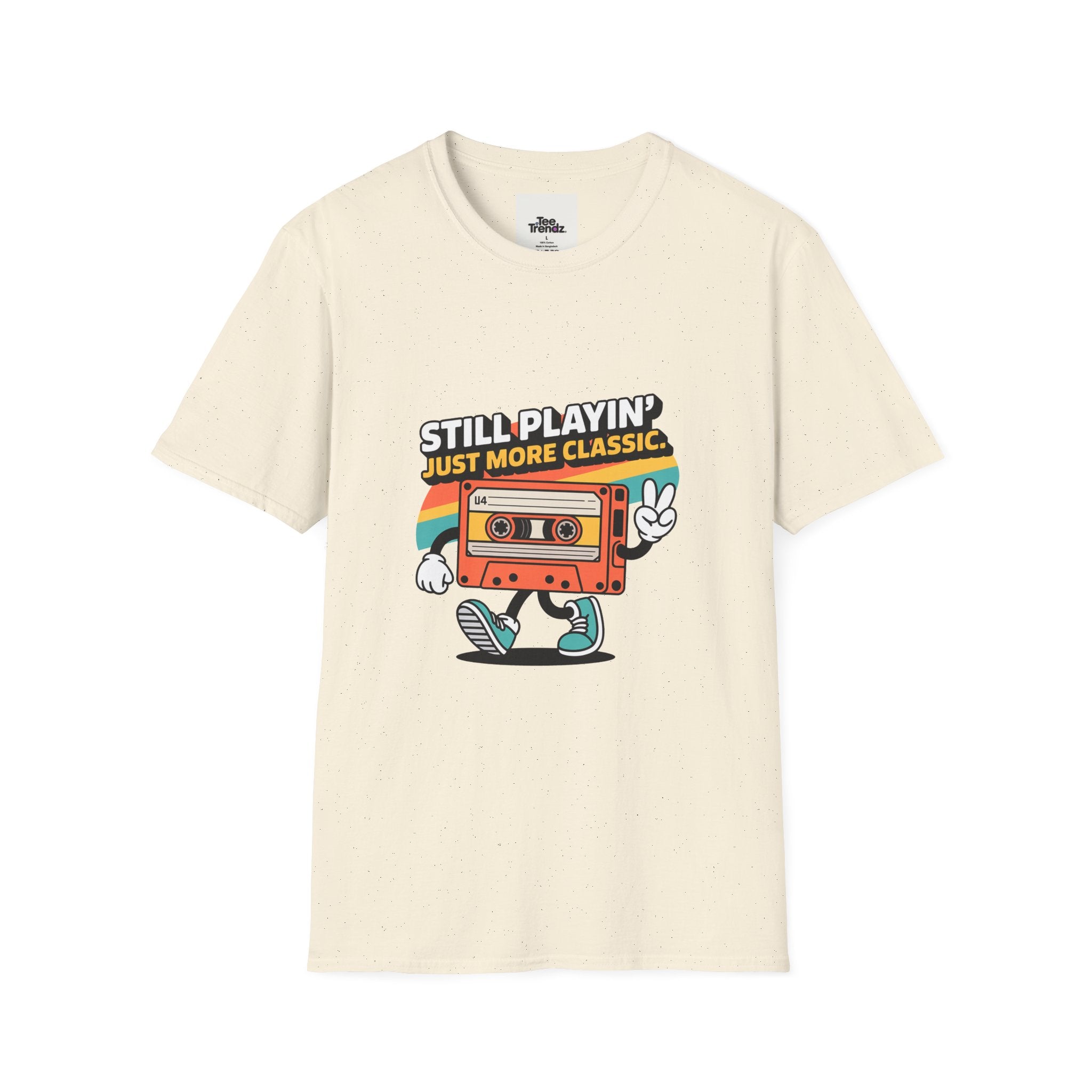 Retro Cassette Tee — "Still Playin' Just More Classic" Vintage Tape Shirt