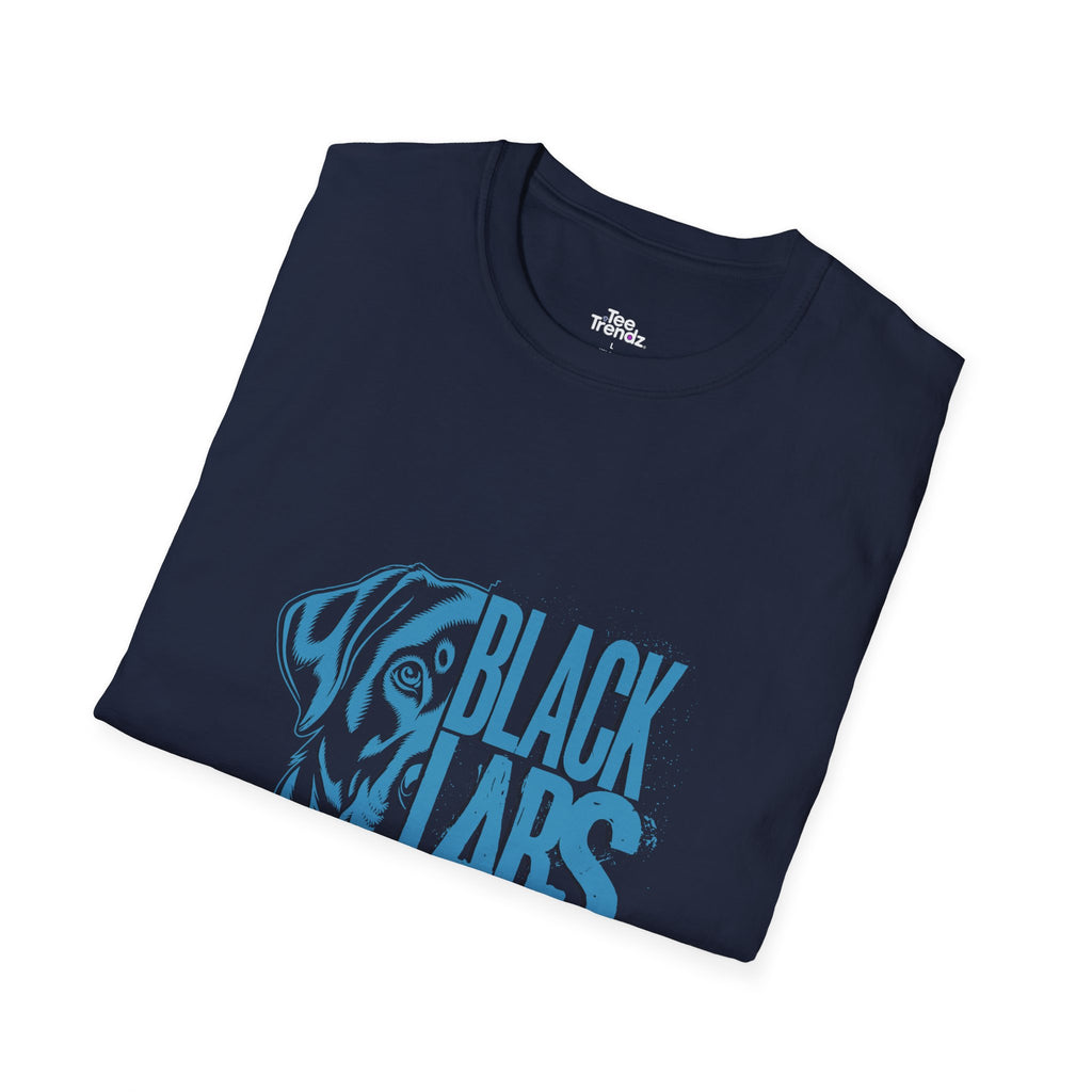 Black Labs Matter T‑Shirt — Blue Graphic Labrador Rescue Tee