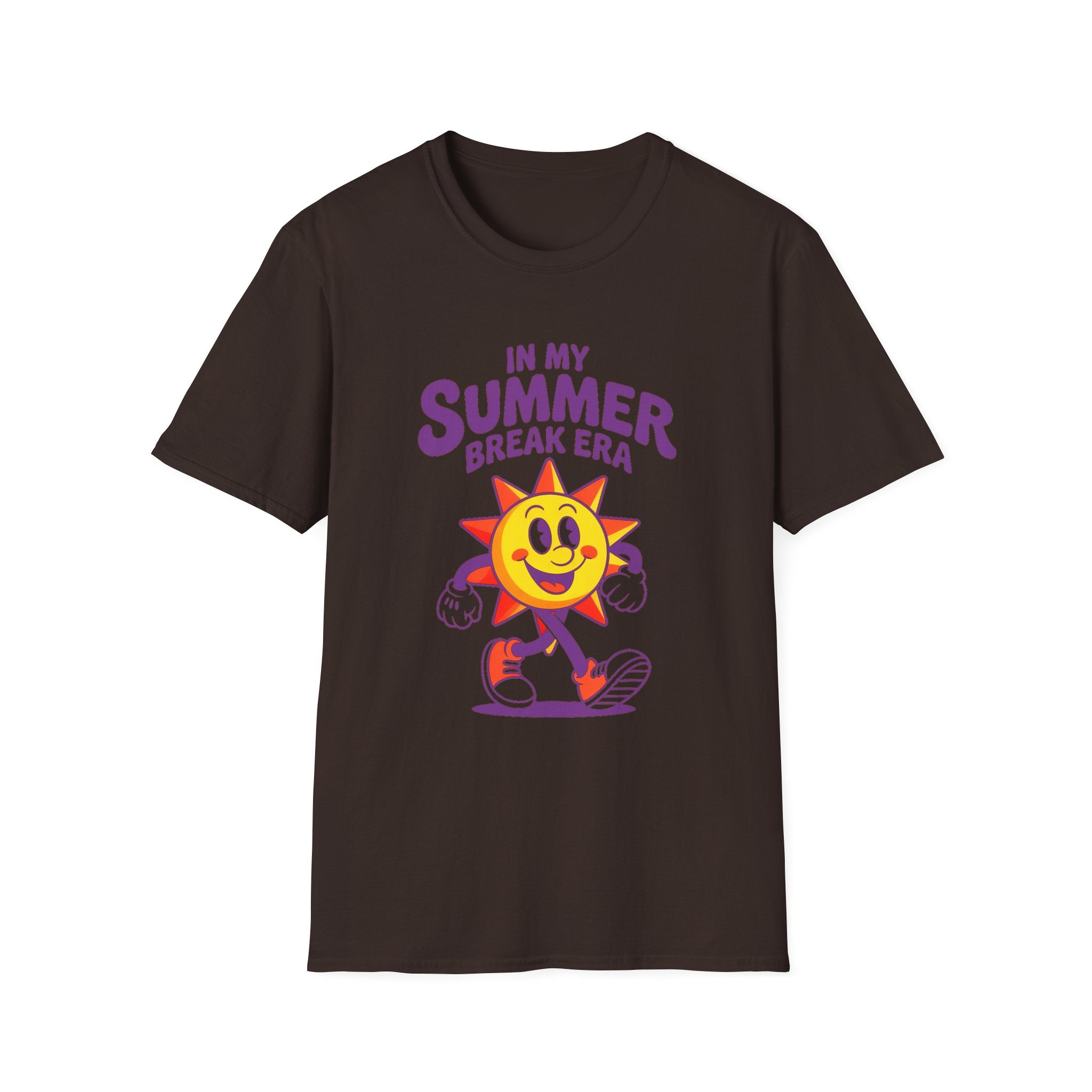 Summer Break Era T‑Shirt – Retro Smiling Sun Graphic