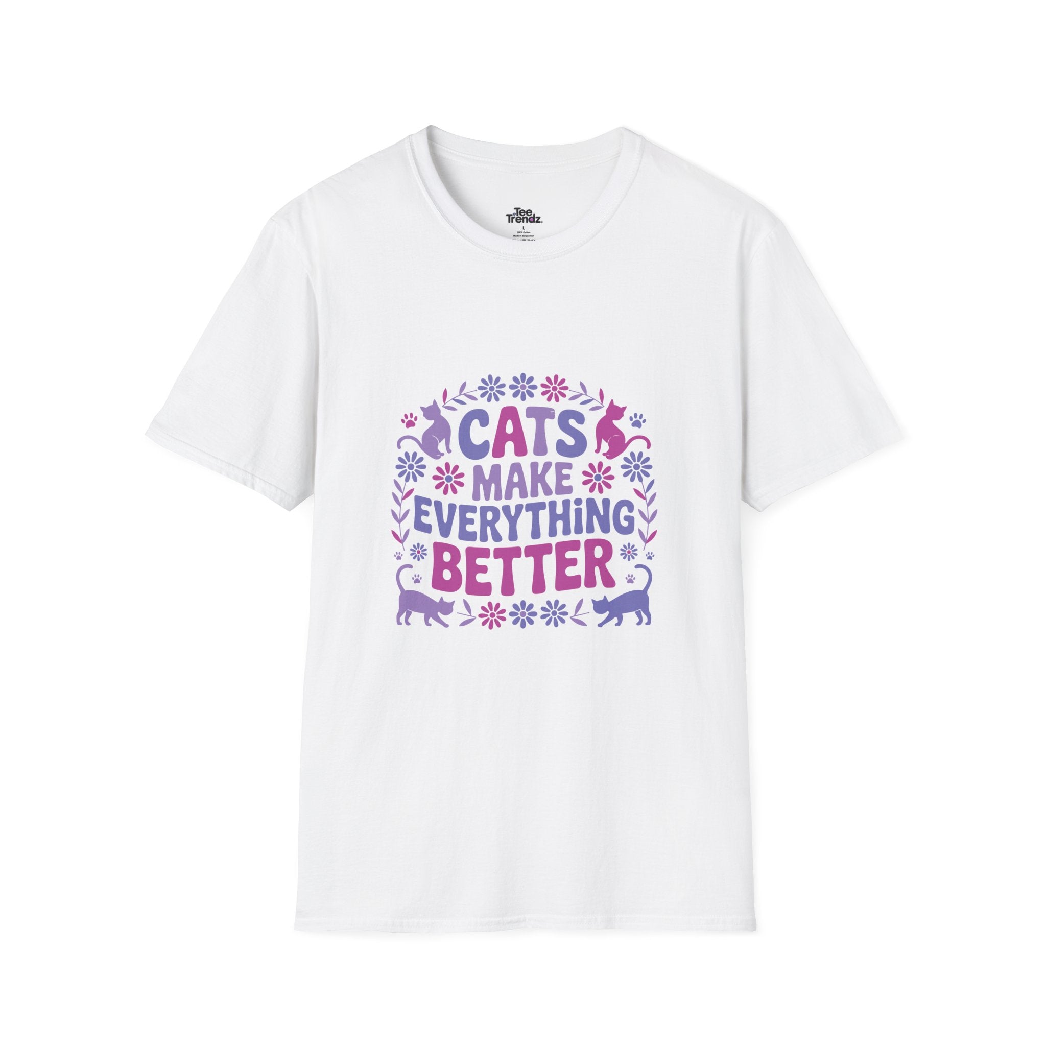 Cats Make Everything Better T-Shirt — Cute Purple Cat Lover Tee