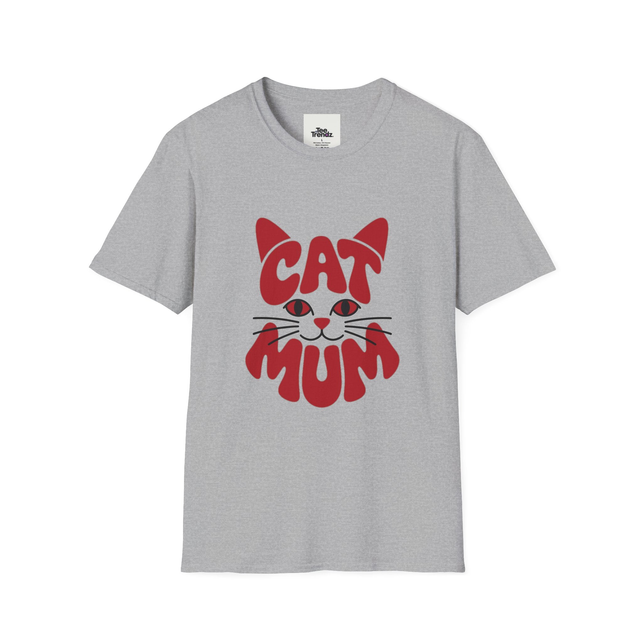 Cat Mum T-Shirt — Cute Purple Cat Face Tee for Cat Moms, Mother’s Day Gift