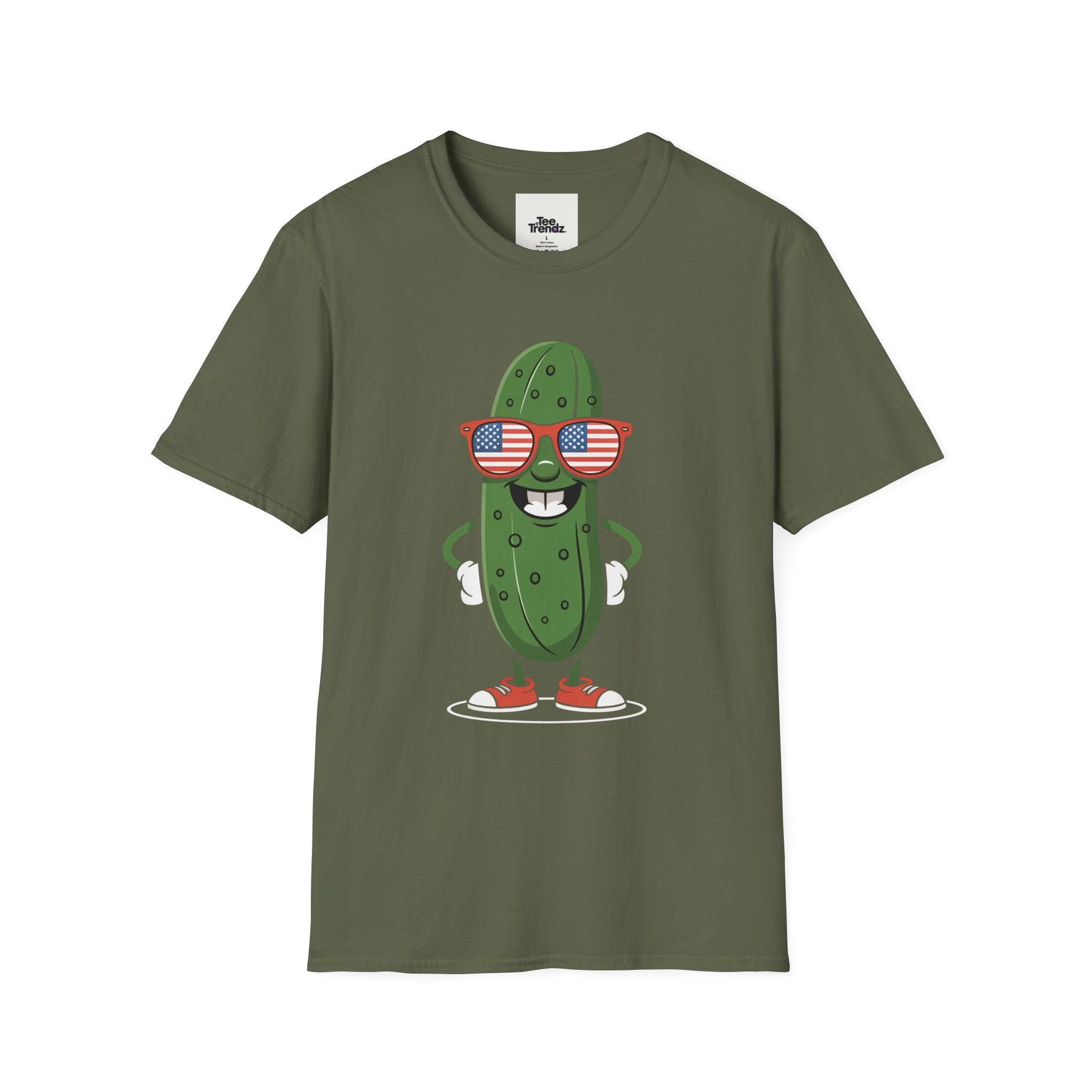 Patriotic Pickle T-Shirt — Cool Pickle with USA Sunglasses