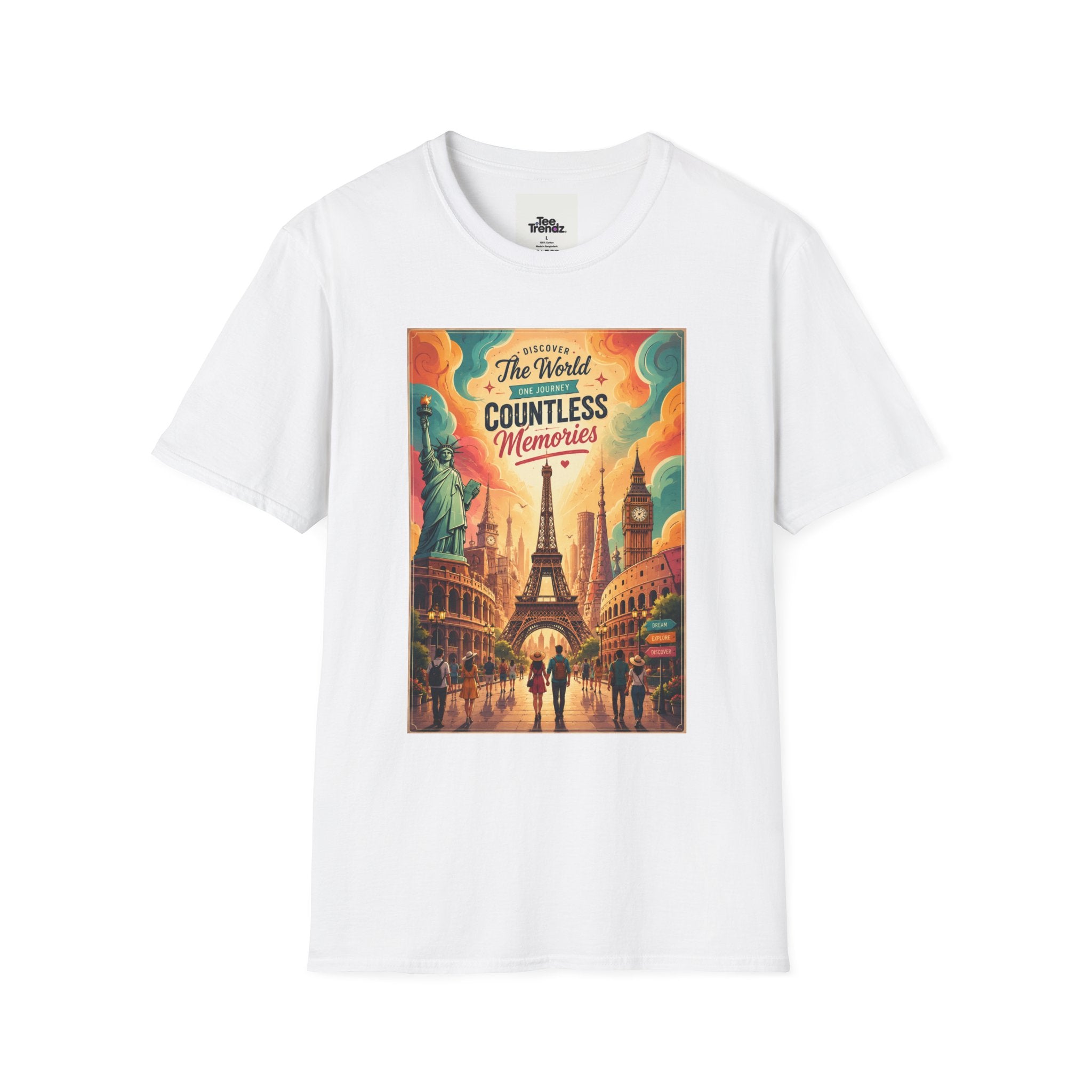 Travel Poster T-Shirt — 'The World, Countless Memories' Vintage Eiffel Tower Tee