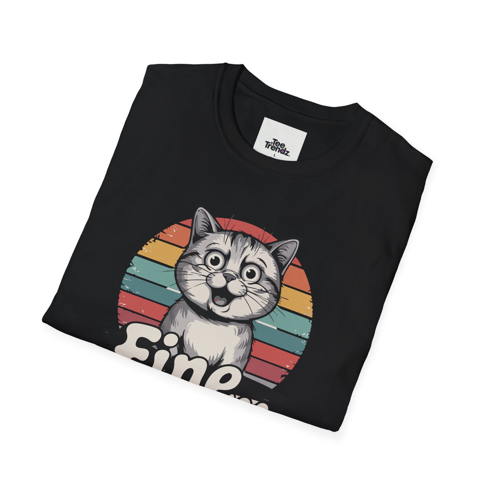 Fine… Cat T-Shirt — Retro Striped Cute Kitty Graphic Tee