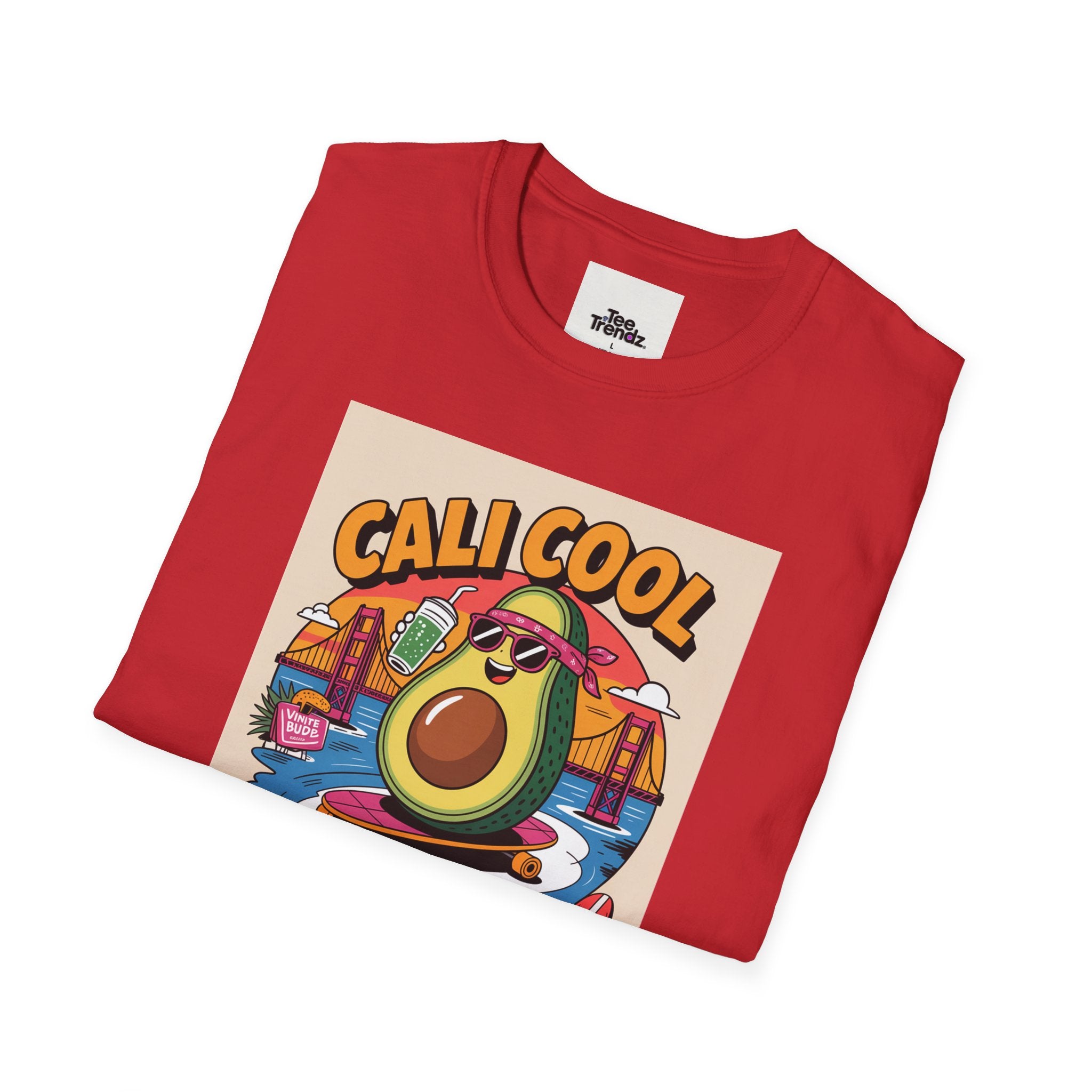Cali Cool Avocado Tee — Retro Surfing California Graphic T-Shirt