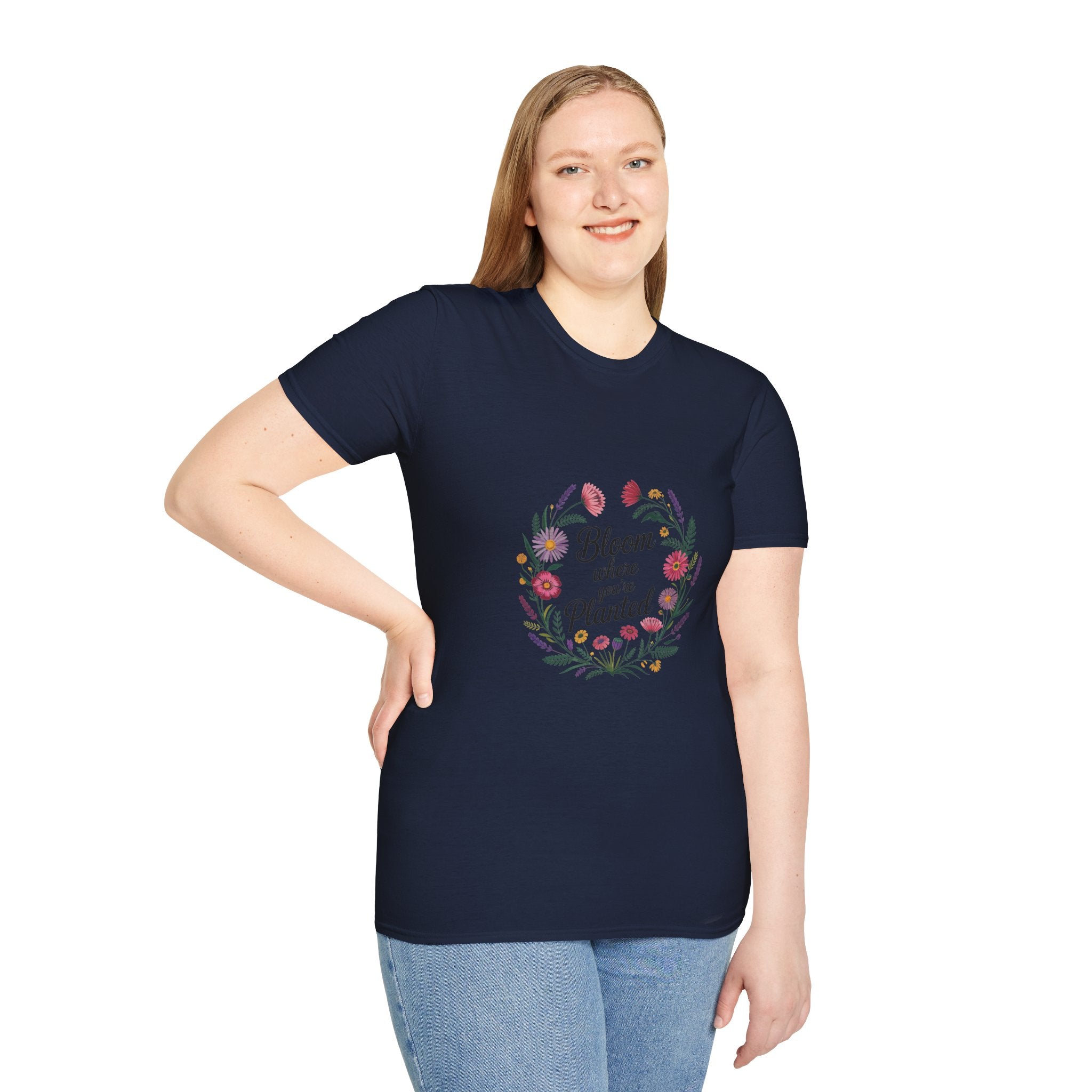 Bloom Where You’re Planted Floral T‑Shirt — Inspirational Garden Quote Tee