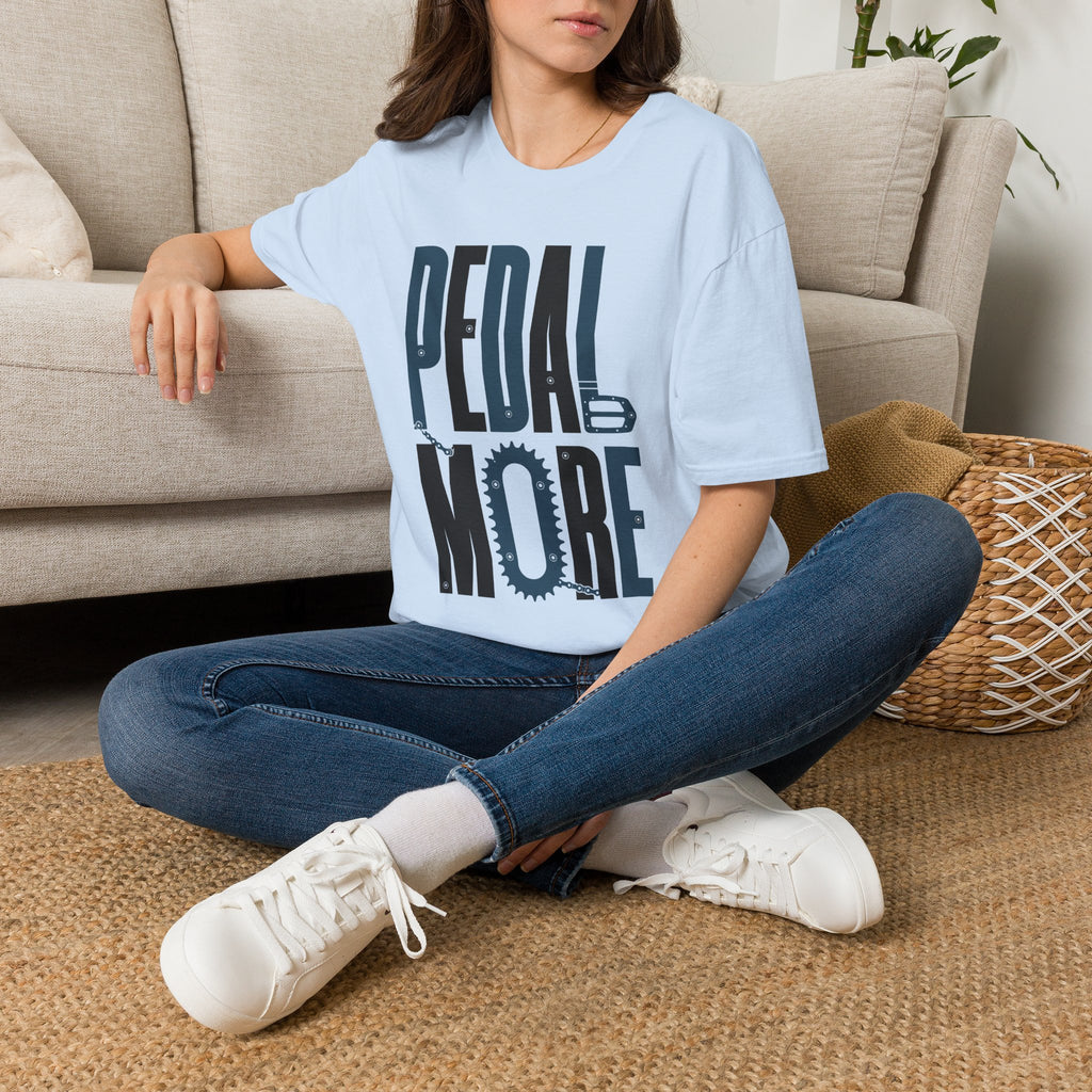 Pedal More T‑Shirt — Cycling Graphic Tee with Bike Pedal & Gear Design
