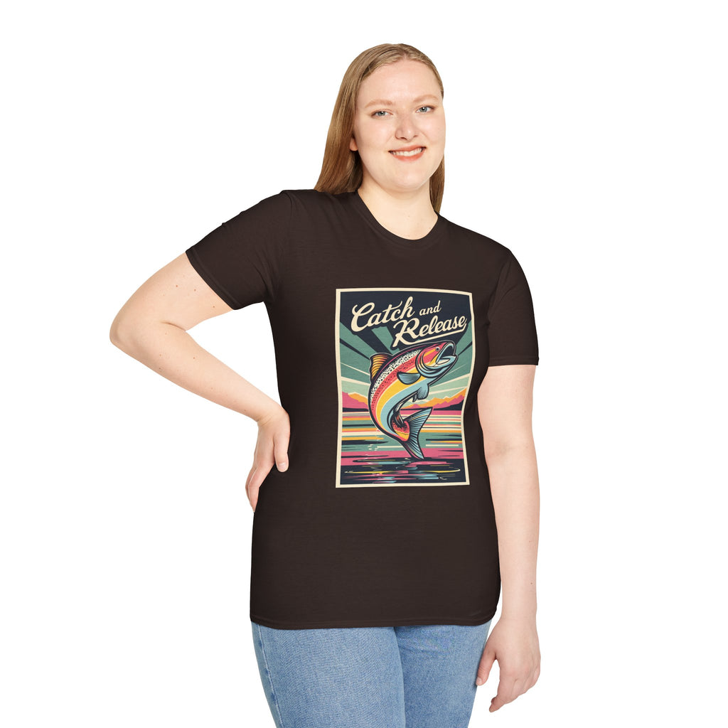 Catch and Release Fishing T-Shirt — Retro Trout Angler Tee