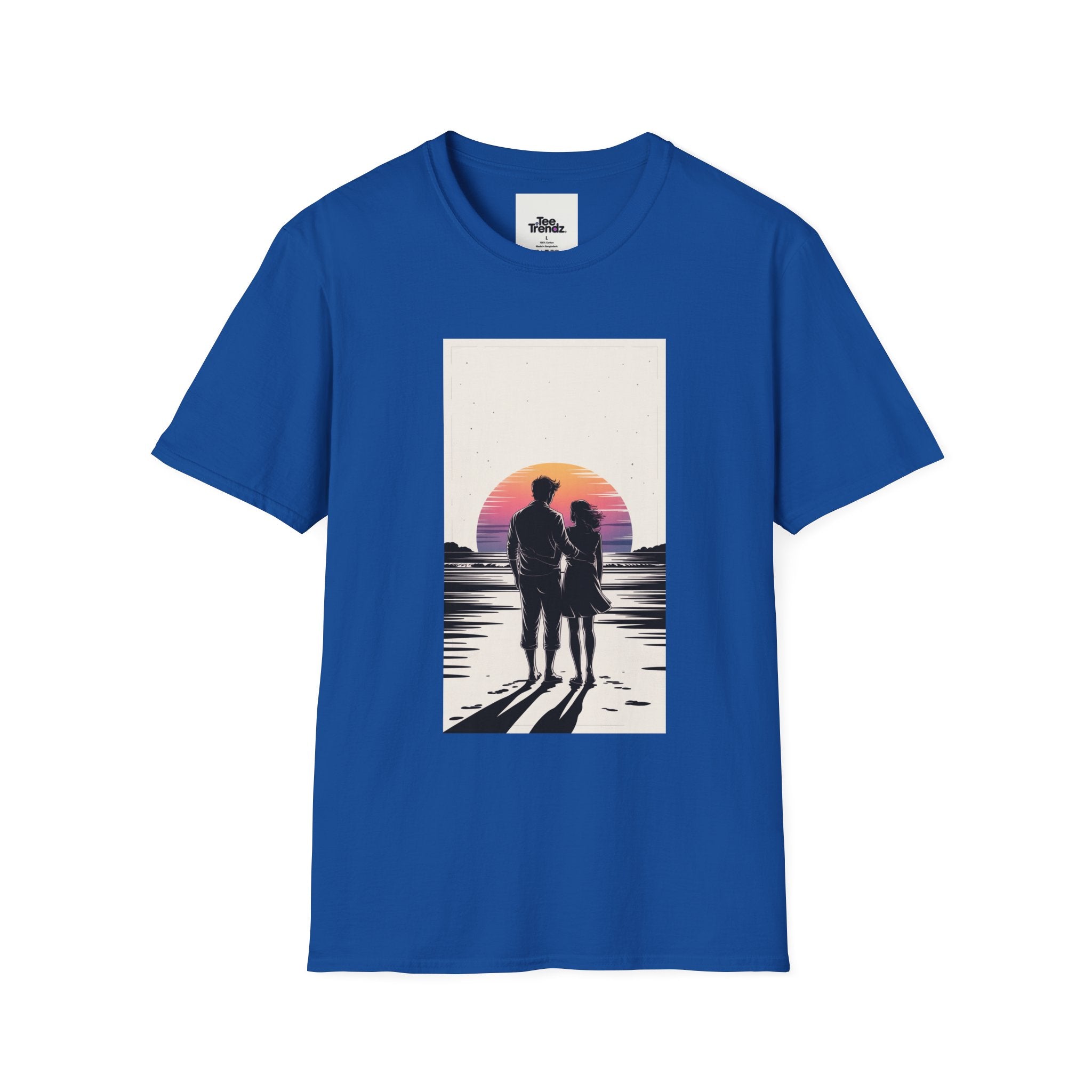 Couple Silhouette Beach T-Shirt — Sunset Romantic Graphic Tee