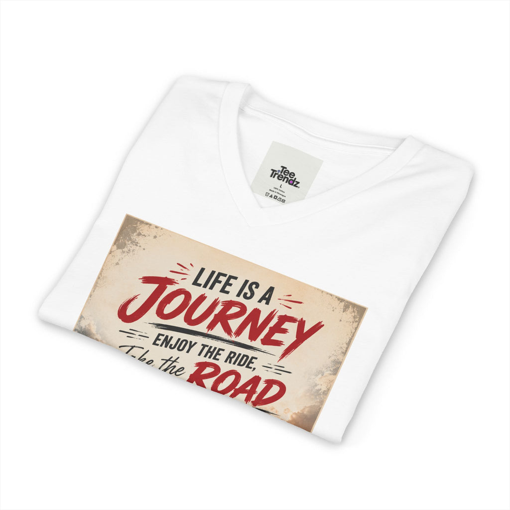 Journey Motorcycle V-Neck Tee — "Life Is a Journey, Enjoy the Ride" Graphic Shirt