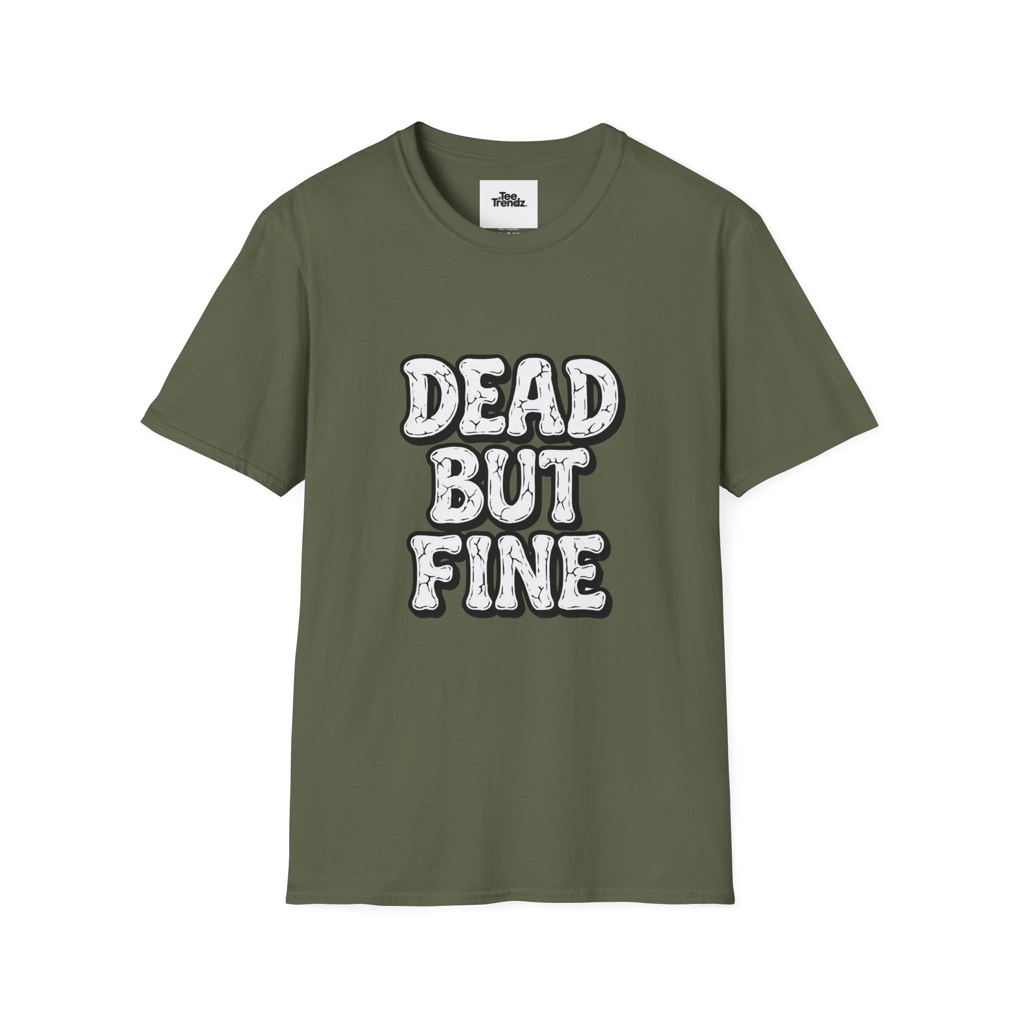 T-Shirt — "Dead But Fine" Gothic Bubble Letter Tee