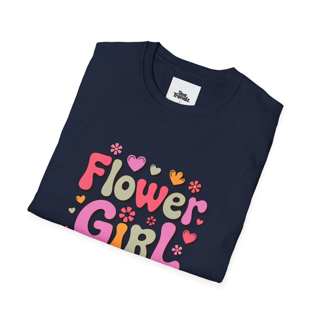 Flower Girl T-Shirt — Cute Retro Floral Wedding Tee for Kids