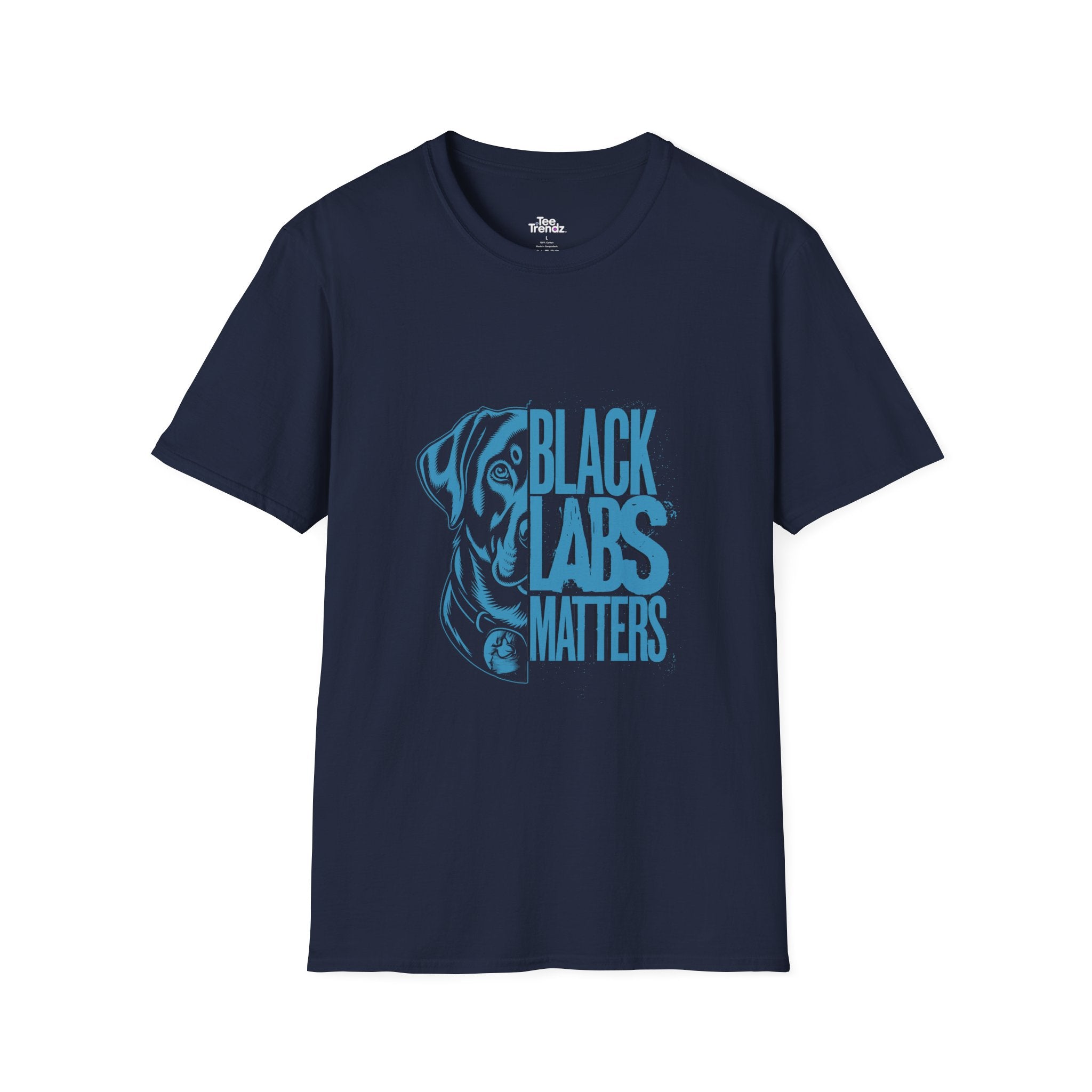 Black Labs Matter T‑Shirt — Blue Graphic Labrador Rescue Tee