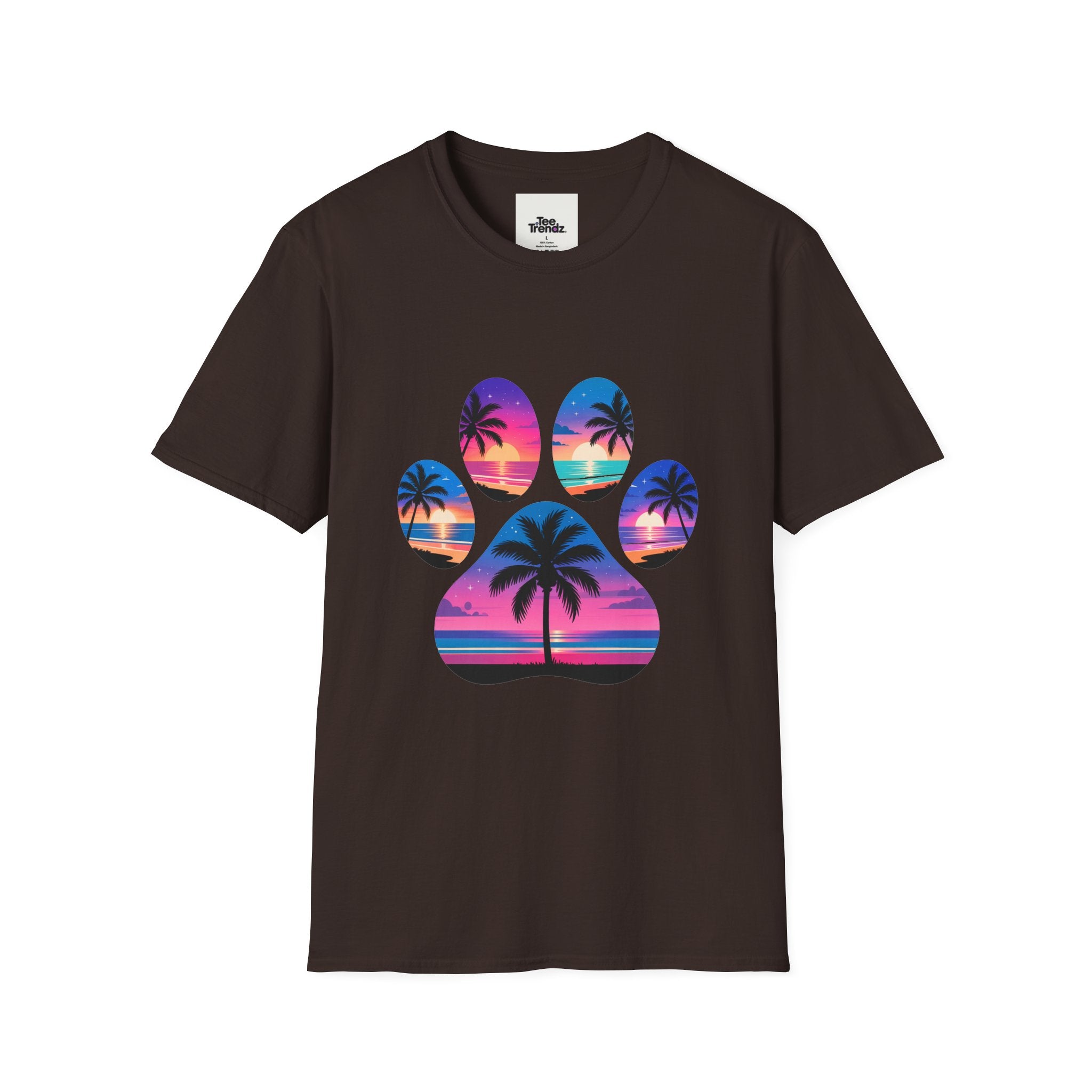 T-Shirt — Tropical Paw Sunset Graphic Tee