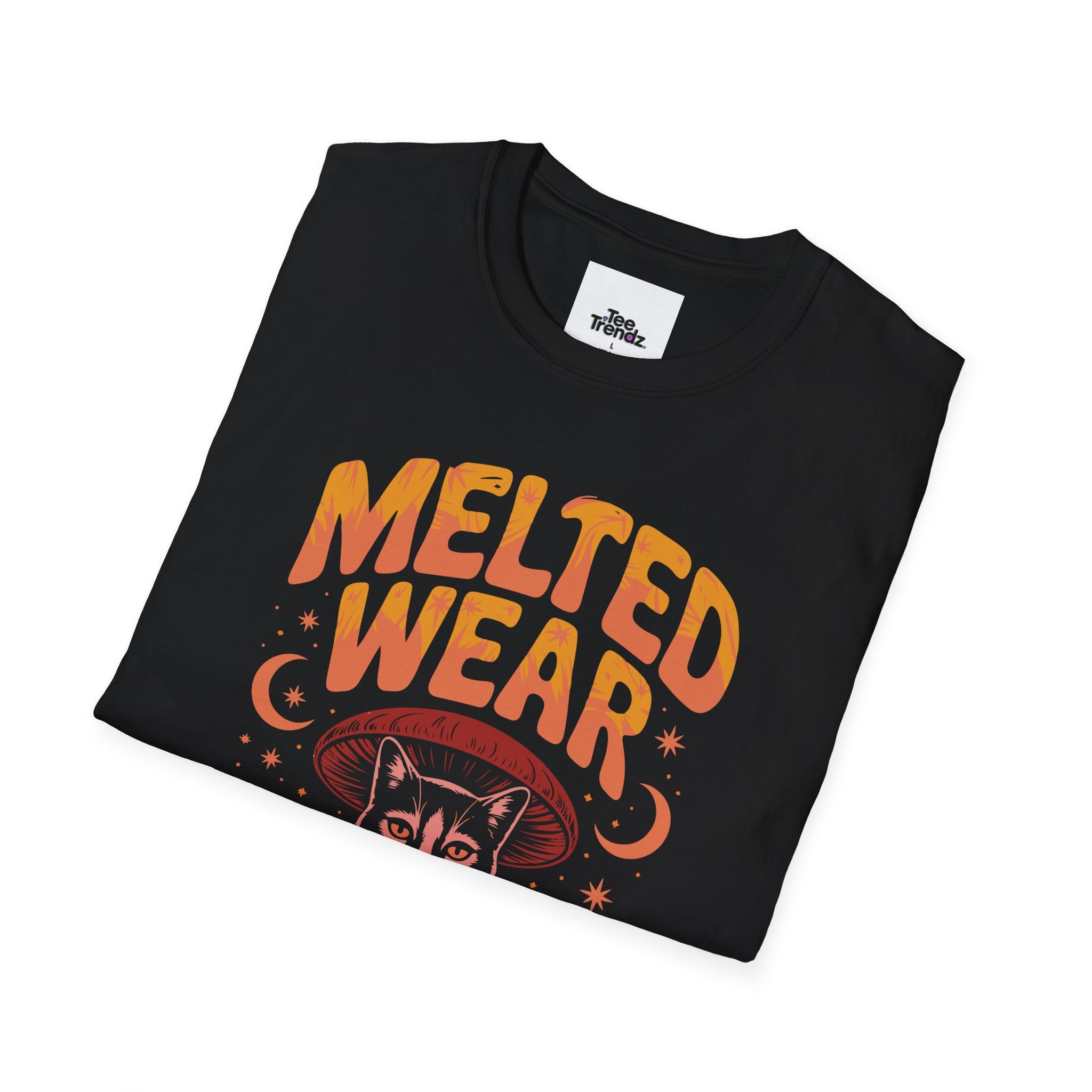 Cat Graphic T-Shirt — "Melted Wear" Retro Moonlit Design