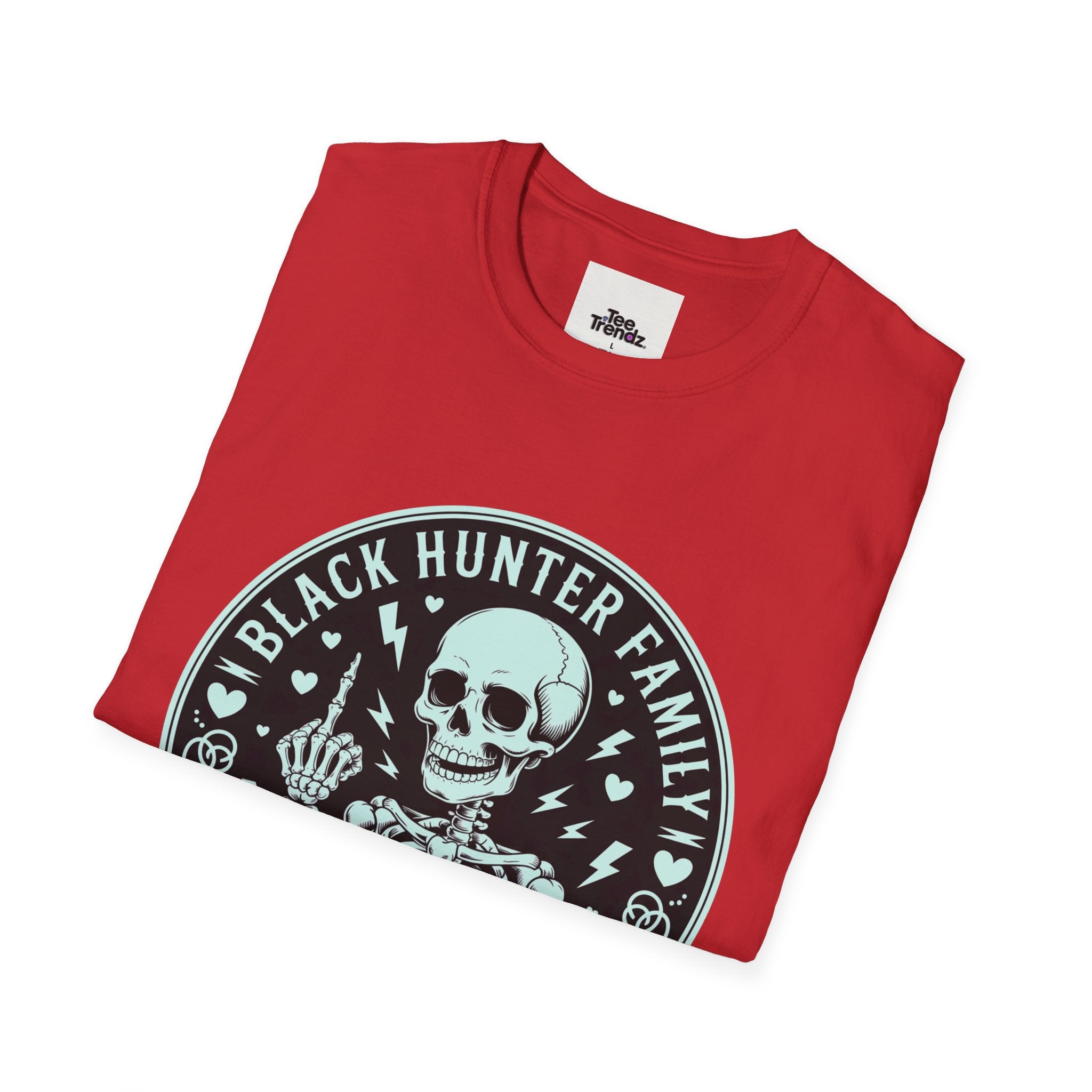 First Months Skeleton Family T-Shirt — "Black Hunter Family" Newborn Milestone Tee