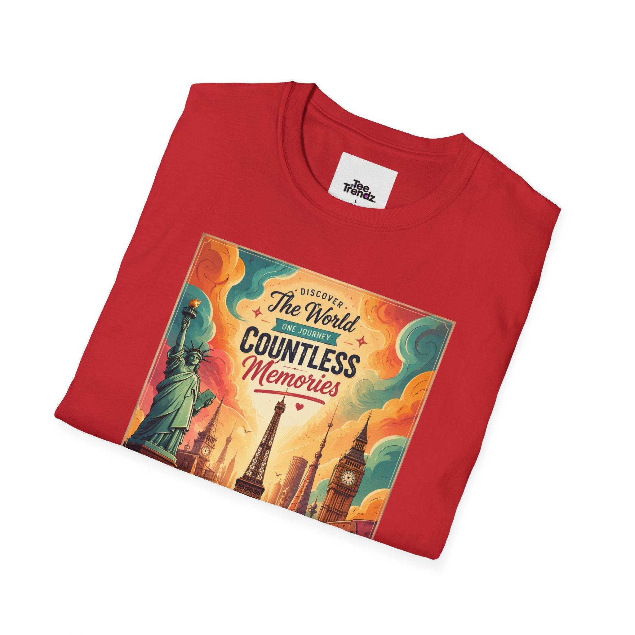 Travel Poster T-Shirt — 'The World, Countless Memories' Vintage Eiffel Tower Tee