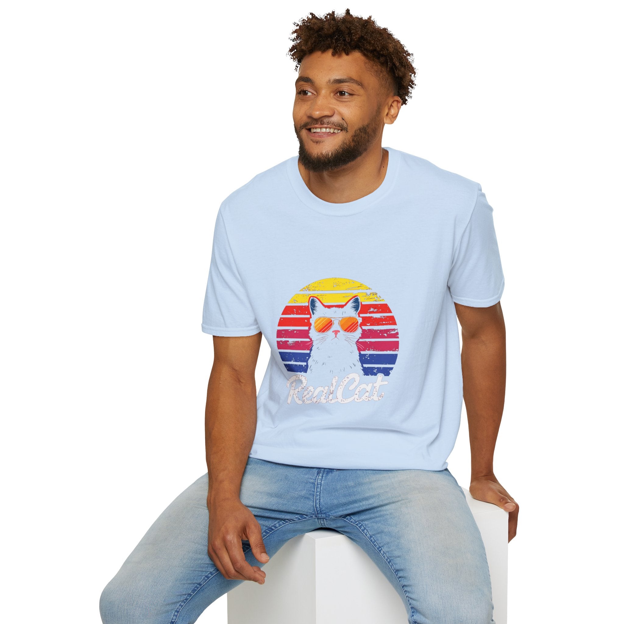 RealCat Retro Cat T-Shirt — Cool Cat Sunglasses Vintage Sunset Tee