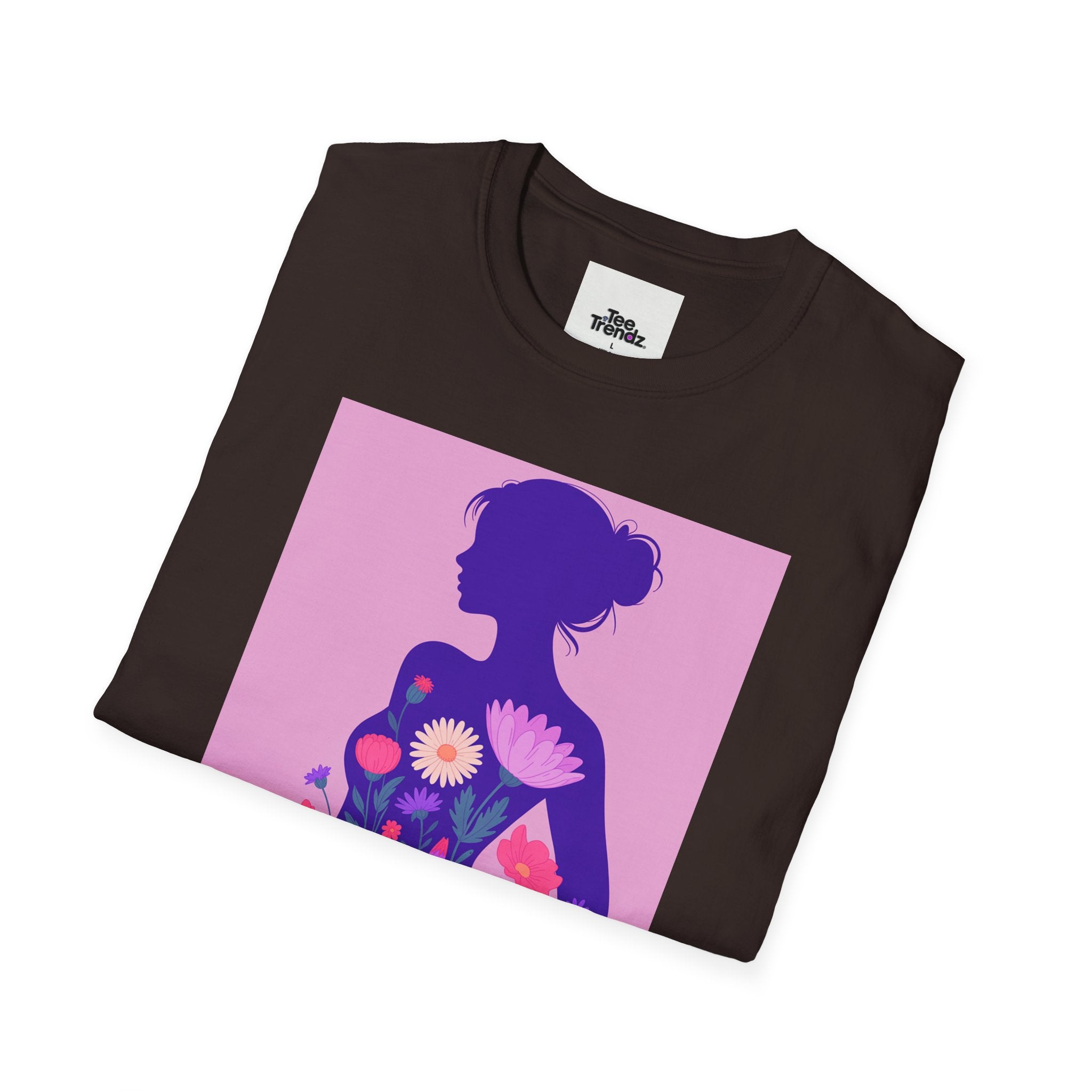 Floral Silhouette T-Shirt — Woman in Bloom Graphic Tee
