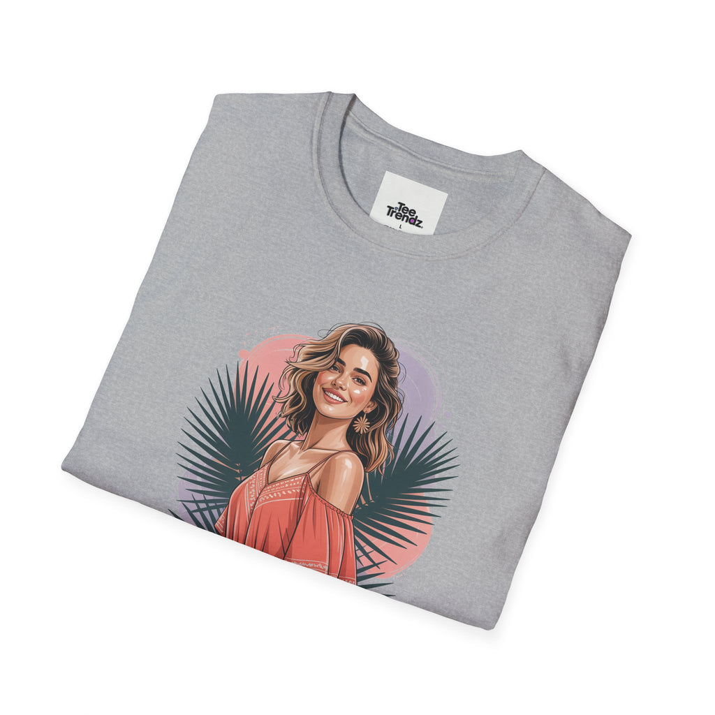 Personalized Portrait T‑Shirt — Custom Name "Cierra Ortega" Tropical Palm Graphic