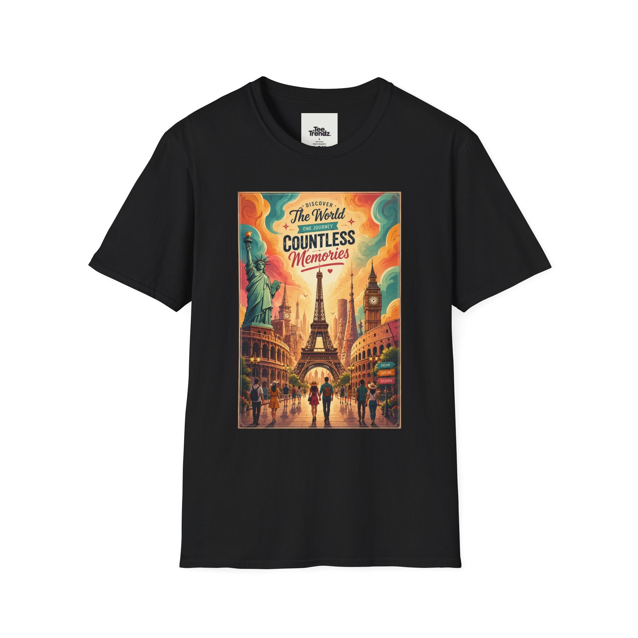 Travel Poster T-Shirt — 'The World, Countless Memories' Vintage Eiffel Tower Tee