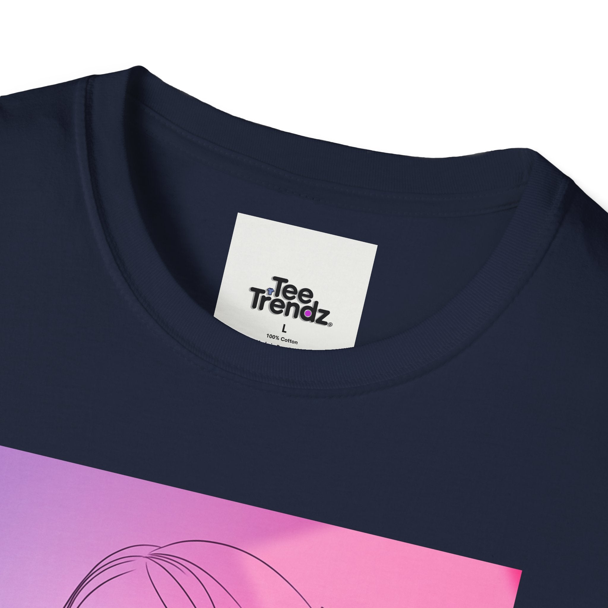 Floral Muse Tee — Pink to Blue Gradient Sunflower Portrait T-Shirt