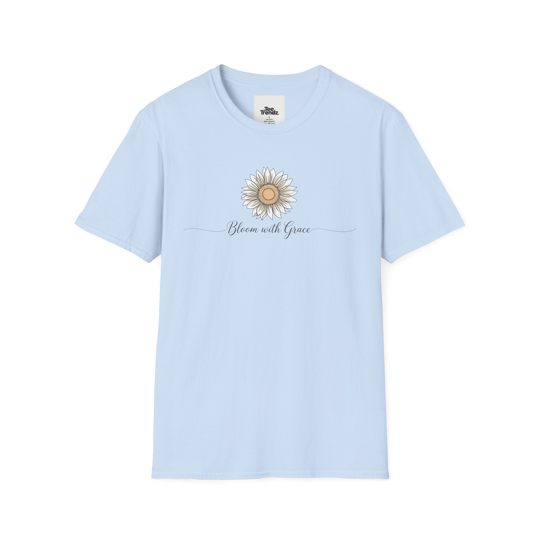 “Bloom with Grace” Sunflower T-Shirt — Floral Inspirational Graphic Tee