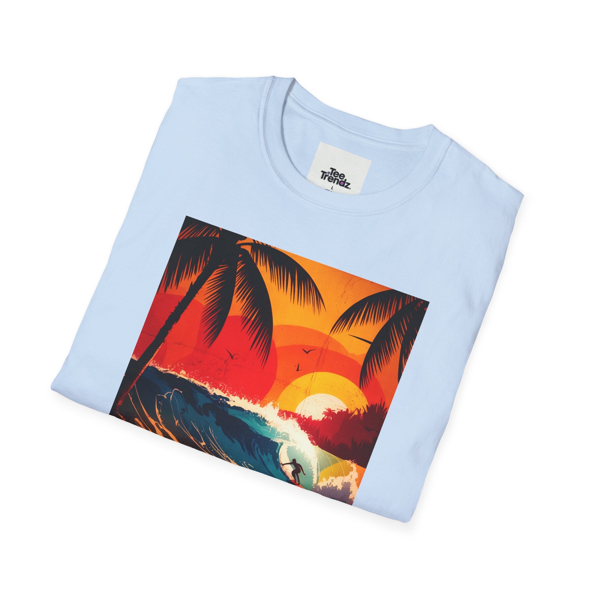 Summer Vibes Surf T-Shirt — Retro Sunset Palm Beach Tee