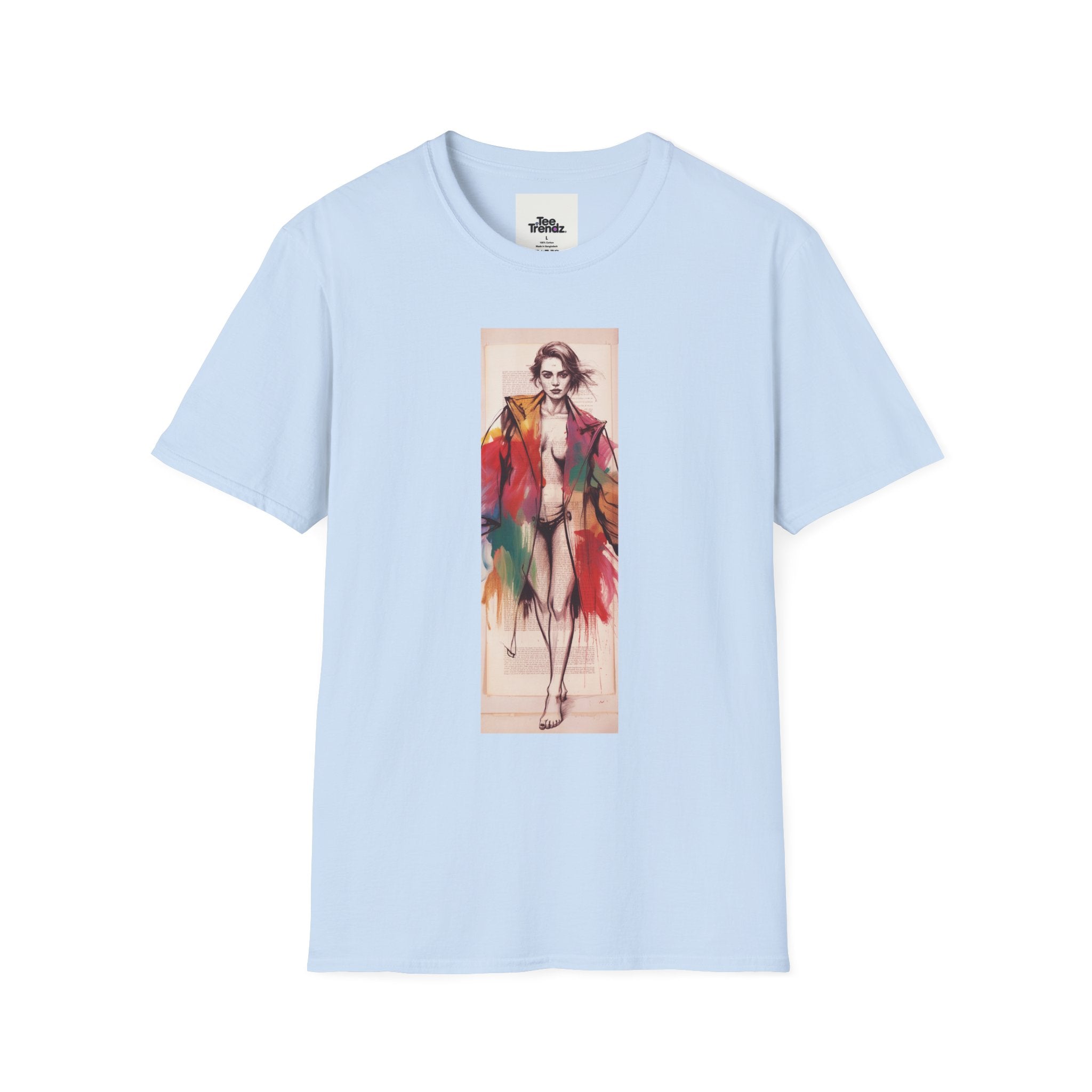 Fashion Illustration Tee — Colorful Watercolor Model Graphic T-Shirt