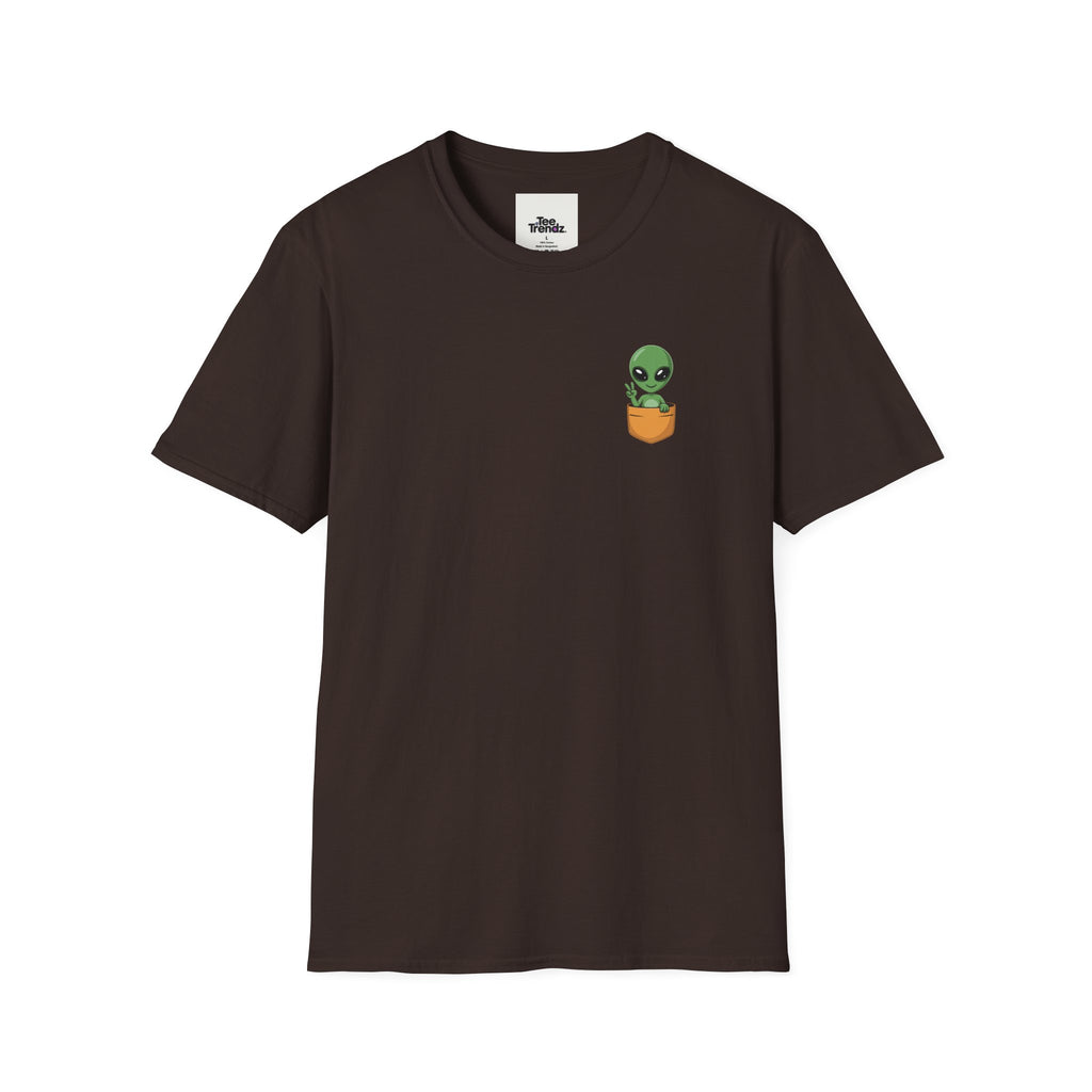 Alien Pocket T-Shirt — Cute Green Alien in Pocket Graphic Tee