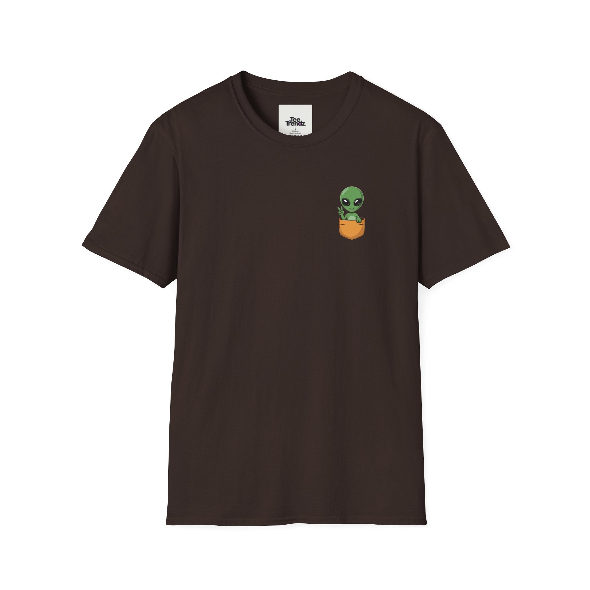 Alien Pocket T-Shirt — Cute Green Alien in Pocket Graphic Tee