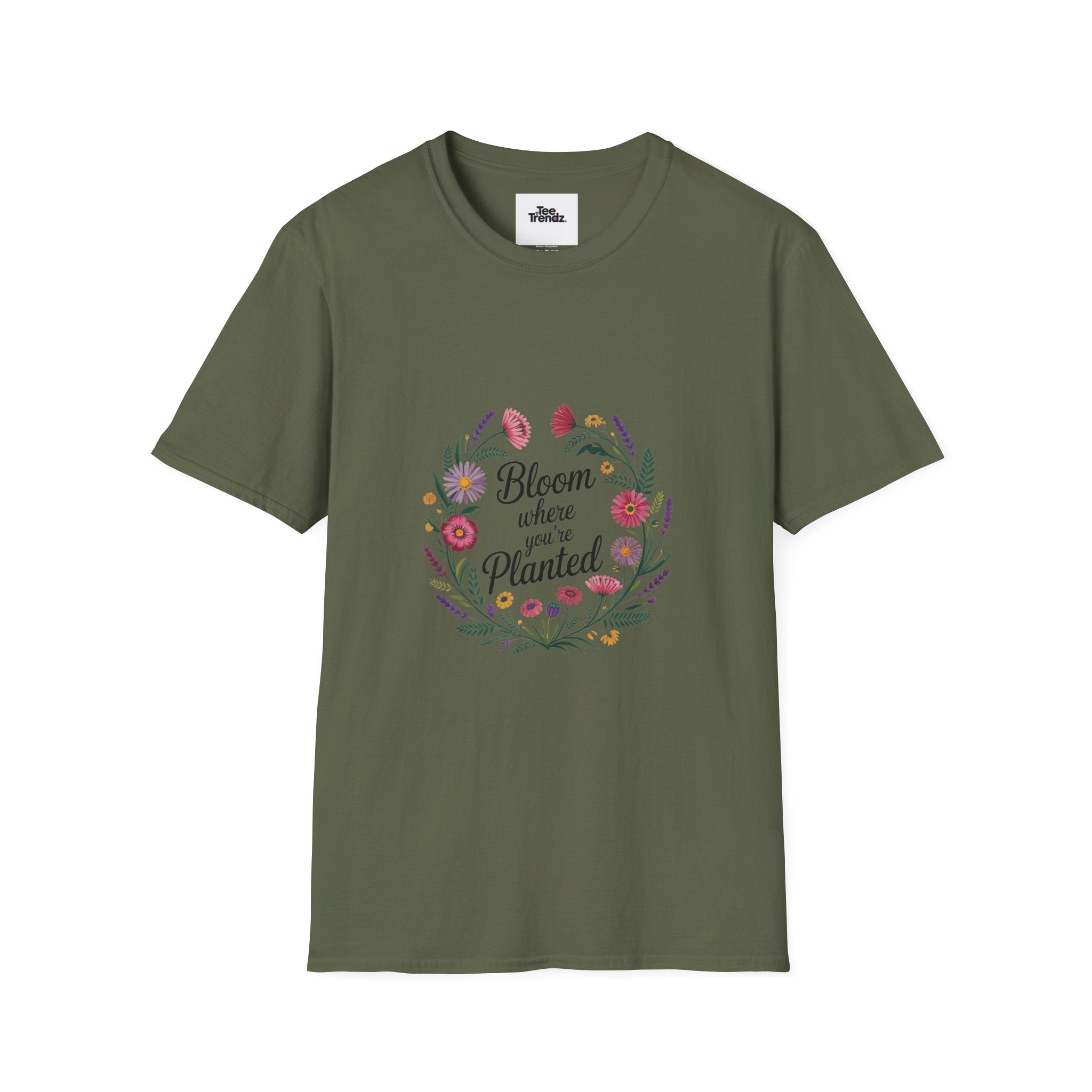 Bloom Where You’re Planted Floral T‑Shirt — Inspirational Garden Quote Tee