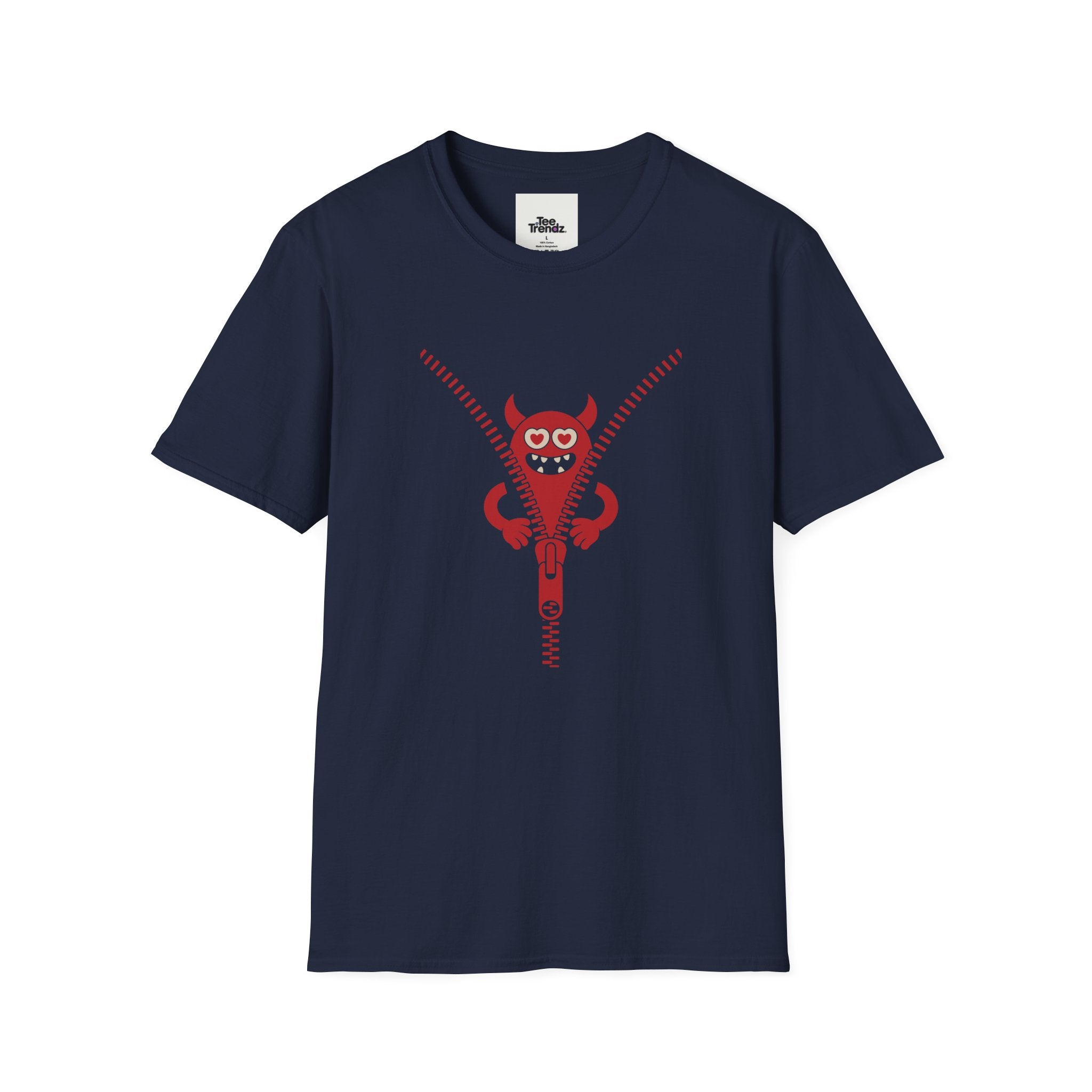 T-Shirt — Playful Monster Zipper Graphic Tee