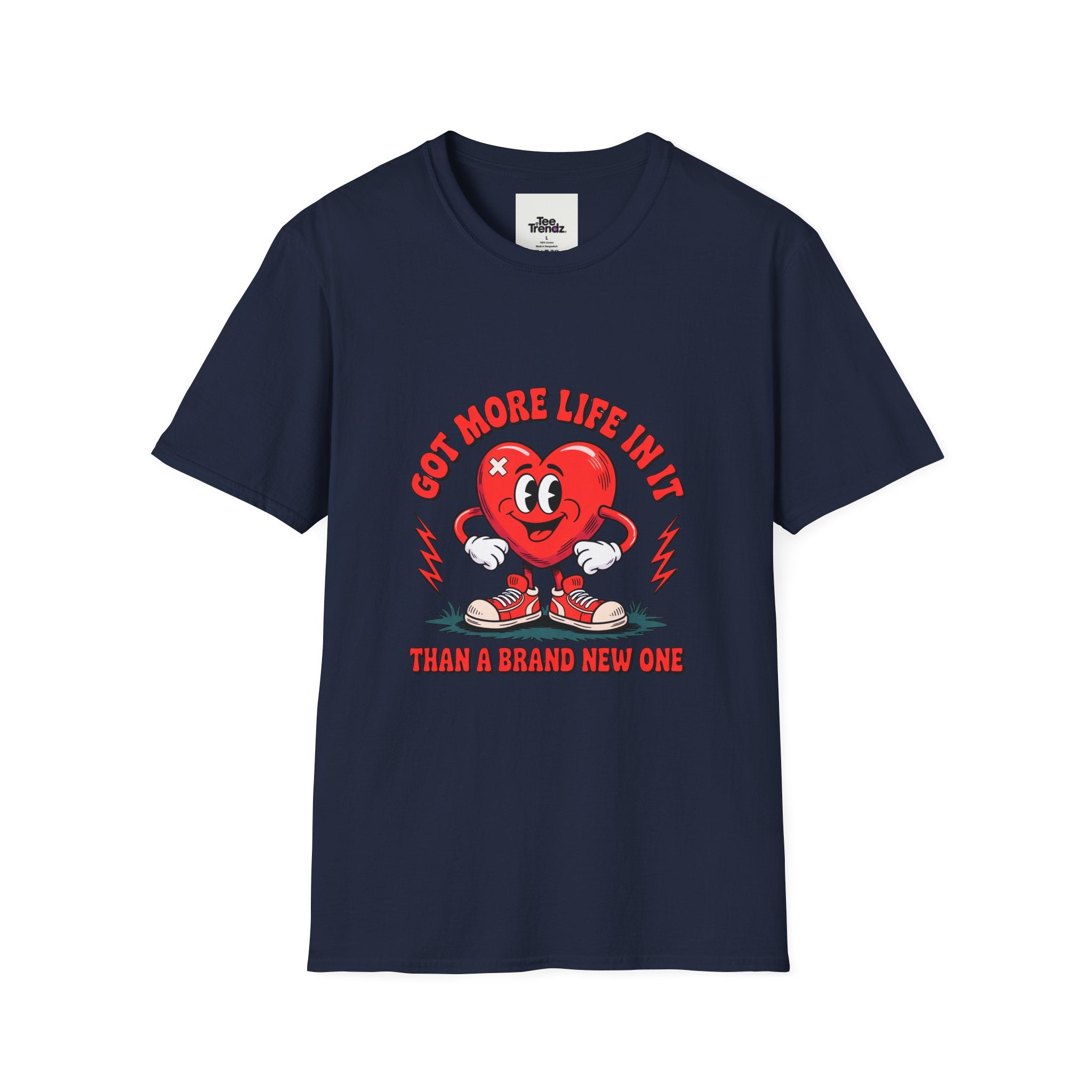 Heart Cartoon T-Shirt — "Got More Life In It Than A Brand New One" Vintage Valentine Tee