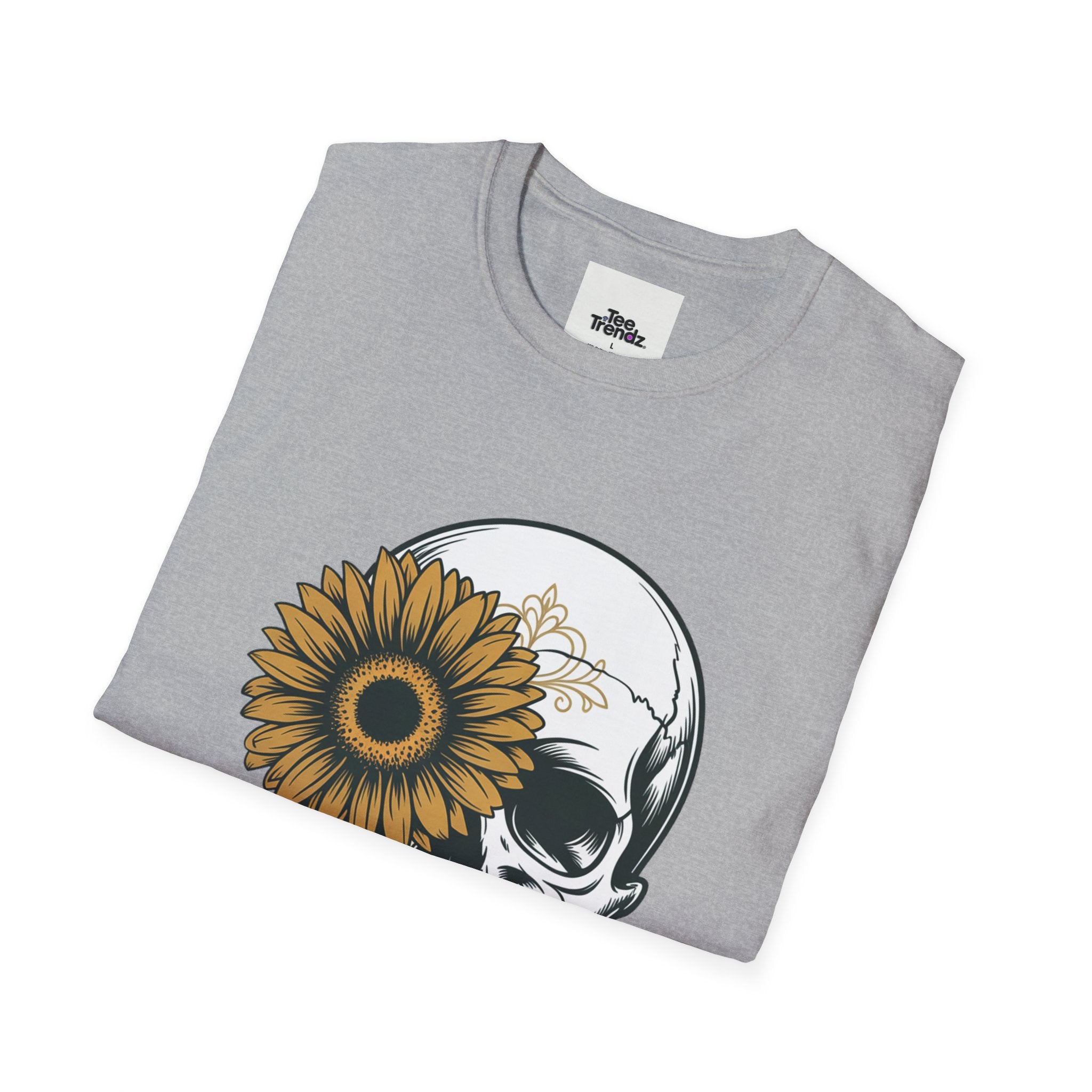 Skull with Sunflower Graphic T-Shirt