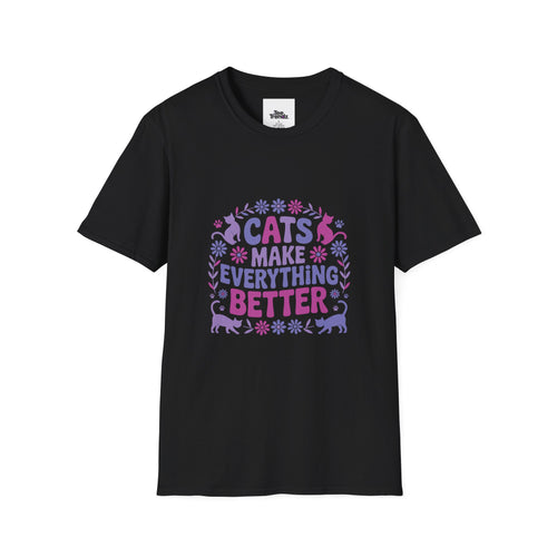 Cats Make Everything Better T-Shirt — Cute Purple Cat Lover Tee