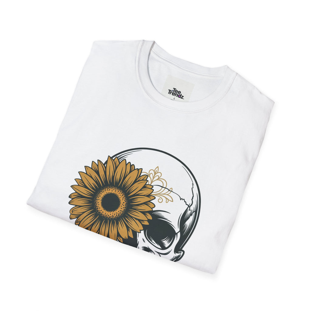 Skull with Sunflower Graphic T-Shirt