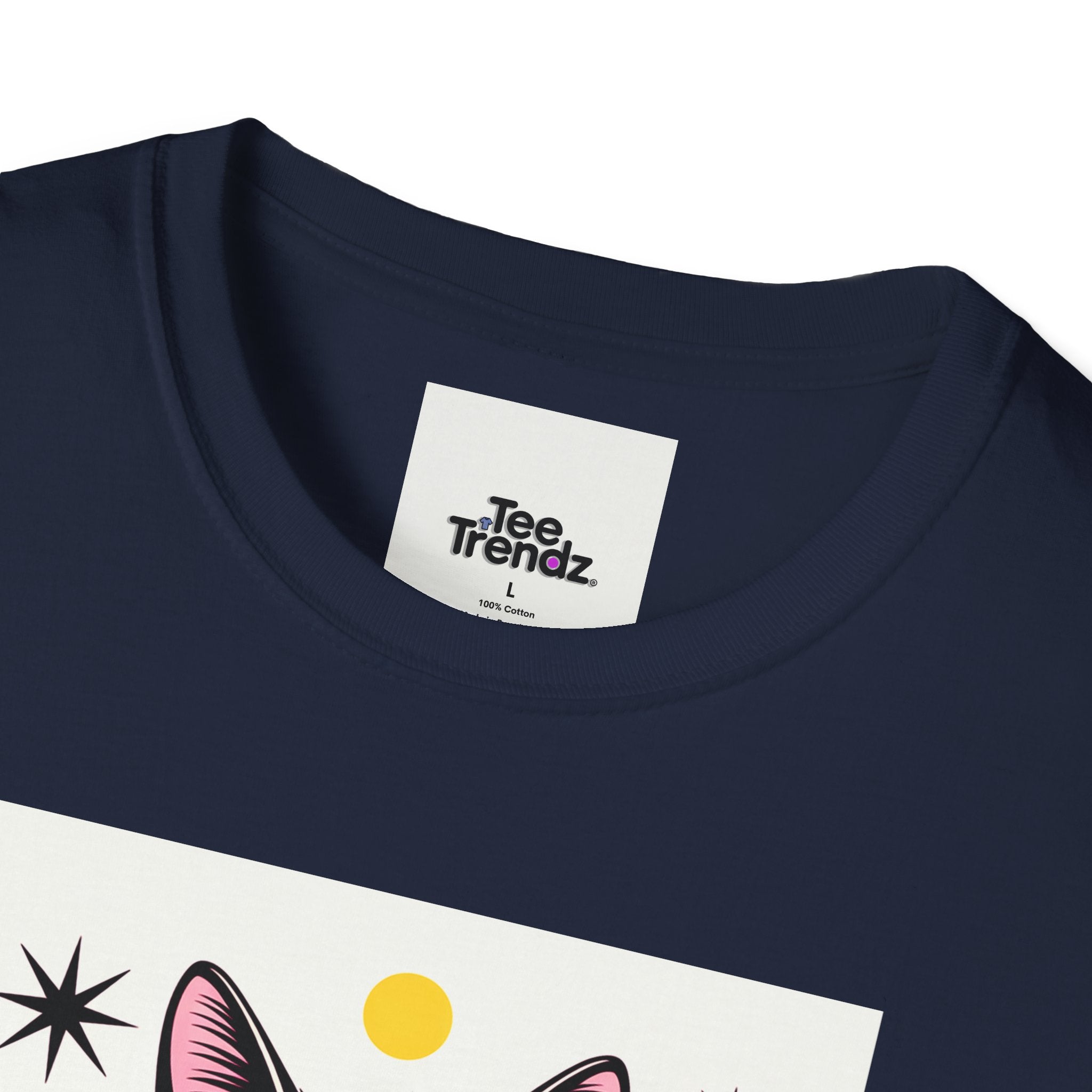 Black Cat Graphic T-Shirt — Retro Sunset Cat Illustration